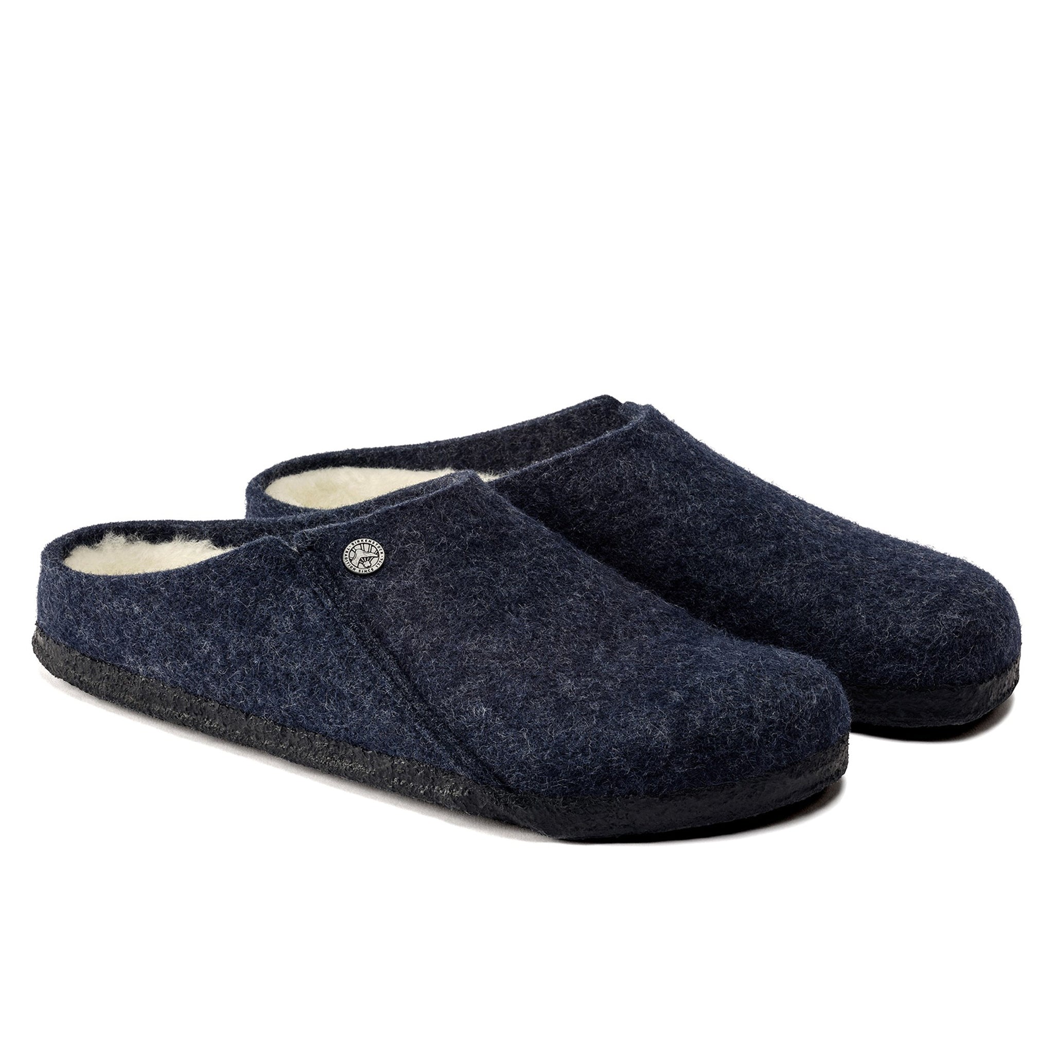 BIRKENSTOCK Zermatt Wool Felt Shearling Clogs - Dark Blue