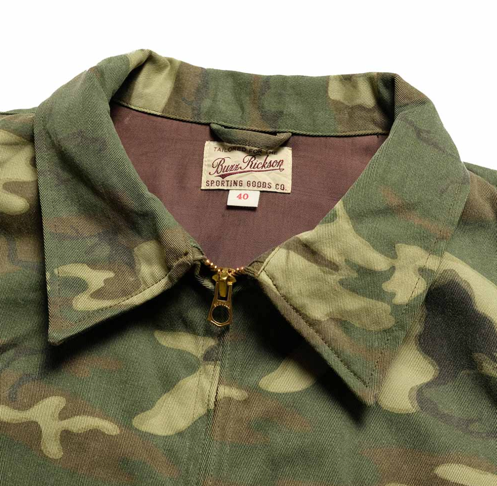 Buzz Rickson’s USMC Tour Jacket ERDL Camo — back view, embroidered 3rd Marine Division and 3rd Tank Battalion unit insignia