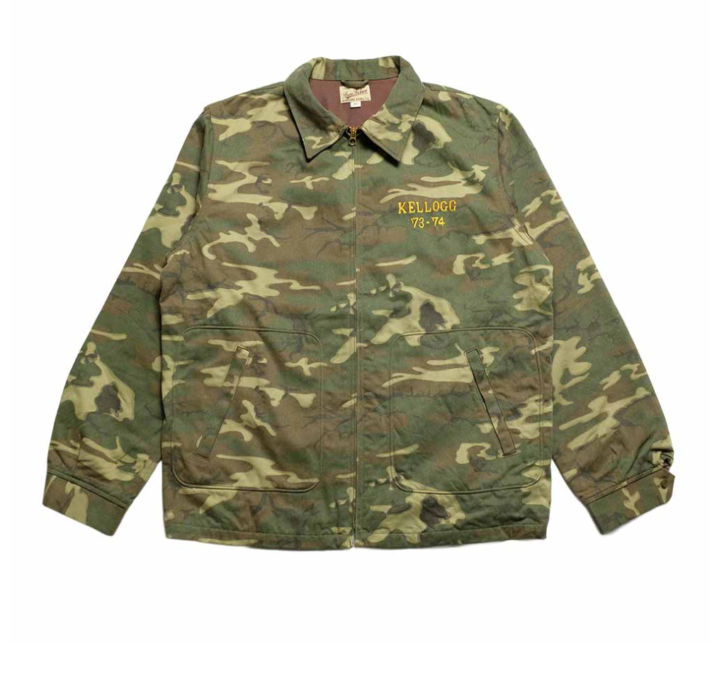 Buzz Rickson’s USMC Tour Jacket ERDL Camo (BR15889) — front view, ERDL four-colour camouflage cotton satin shell