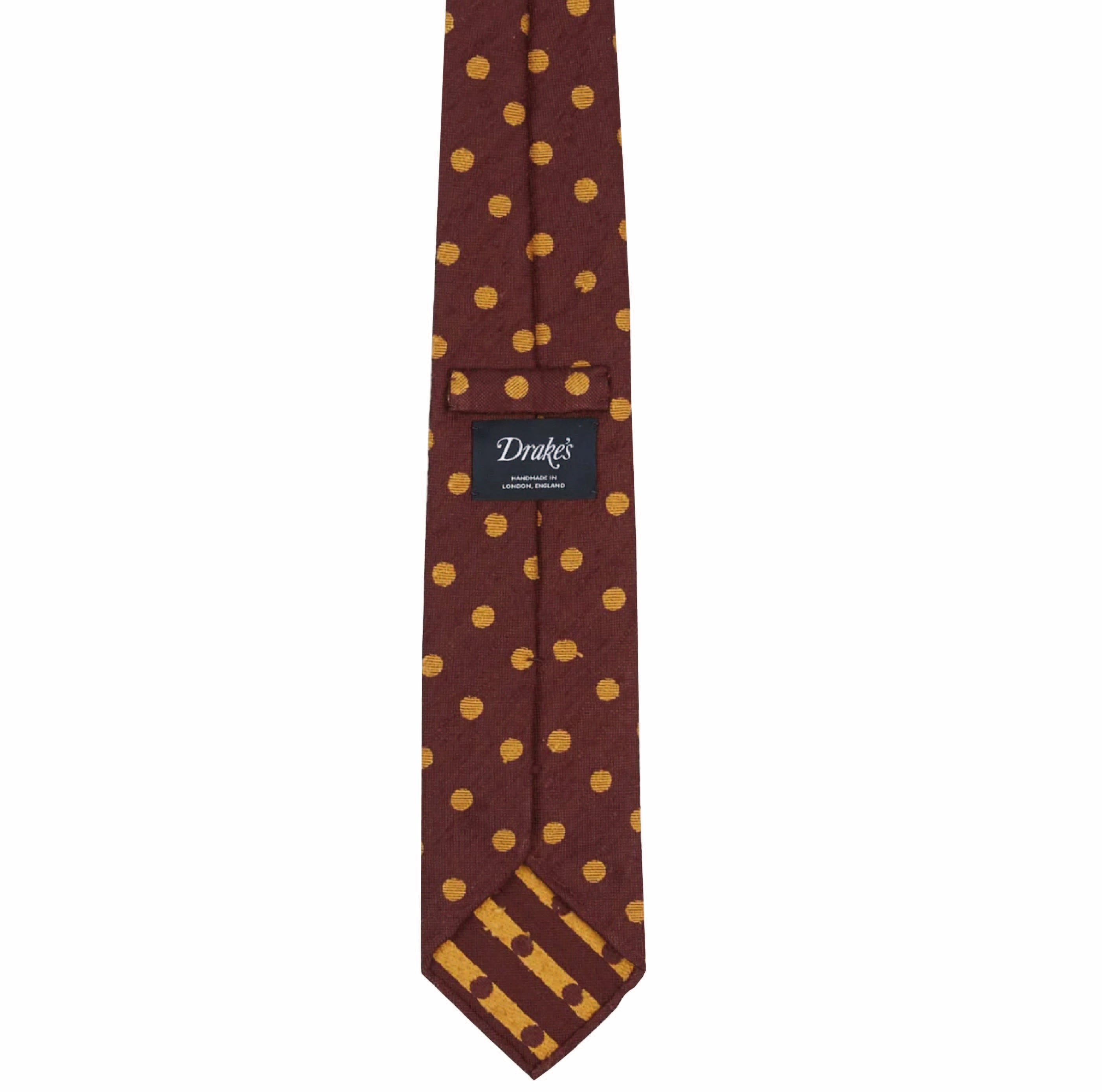 Red and Gold Polka Dot Shantung Silk Tie