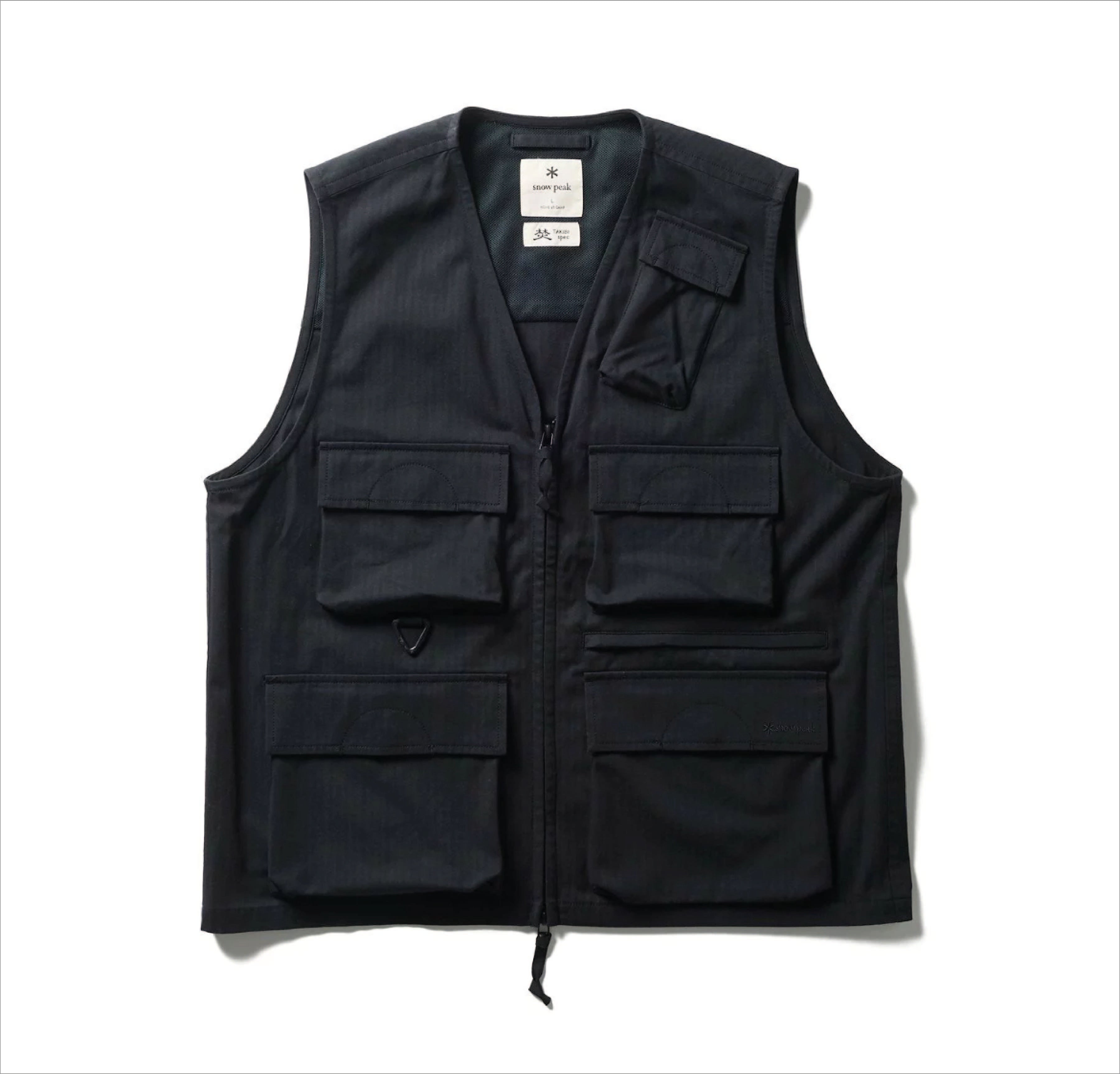Snow Peak Takibi Herringbone Vest Black in Black | Burrows & Hare