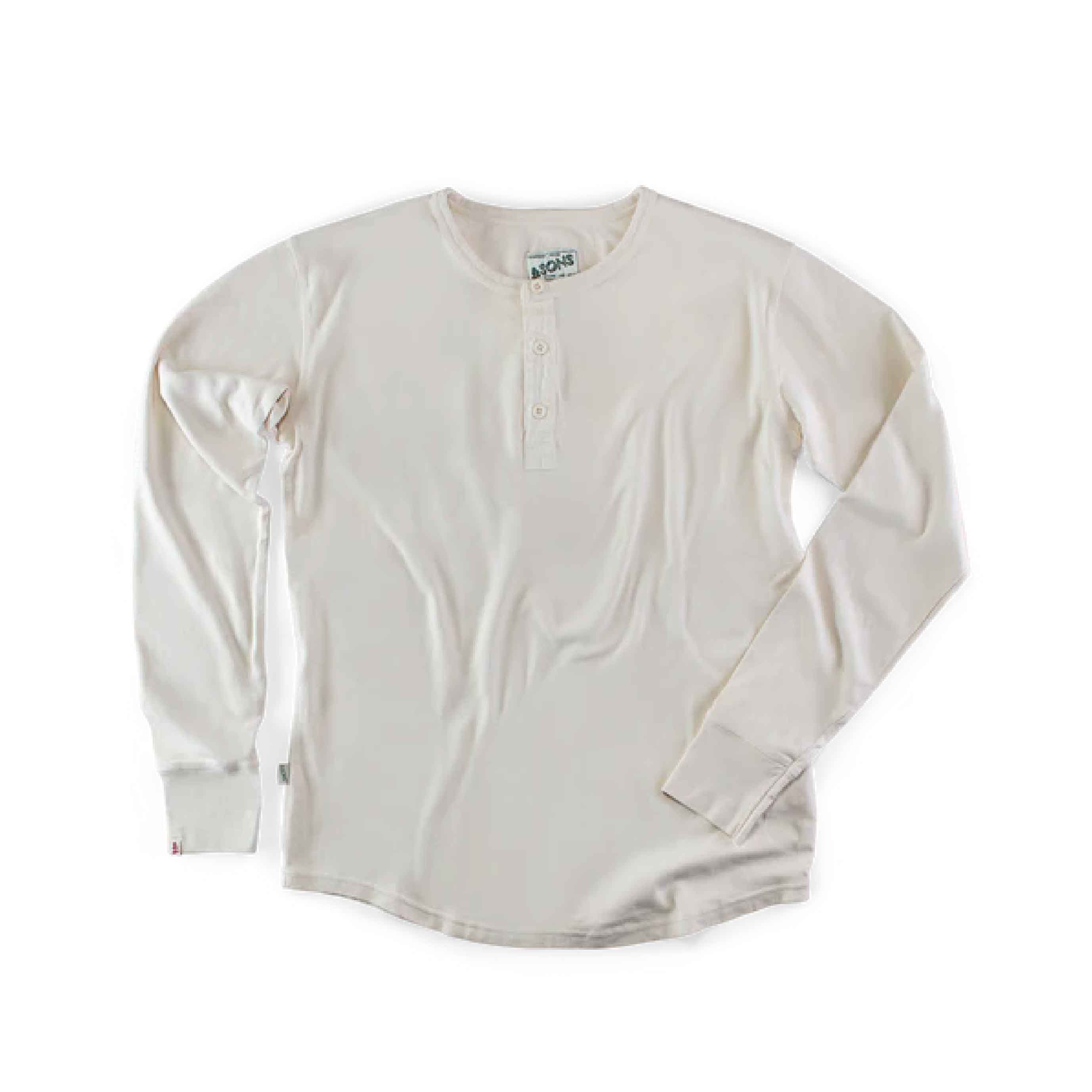 Long Sleeve Thermal Henley Neck - Natural