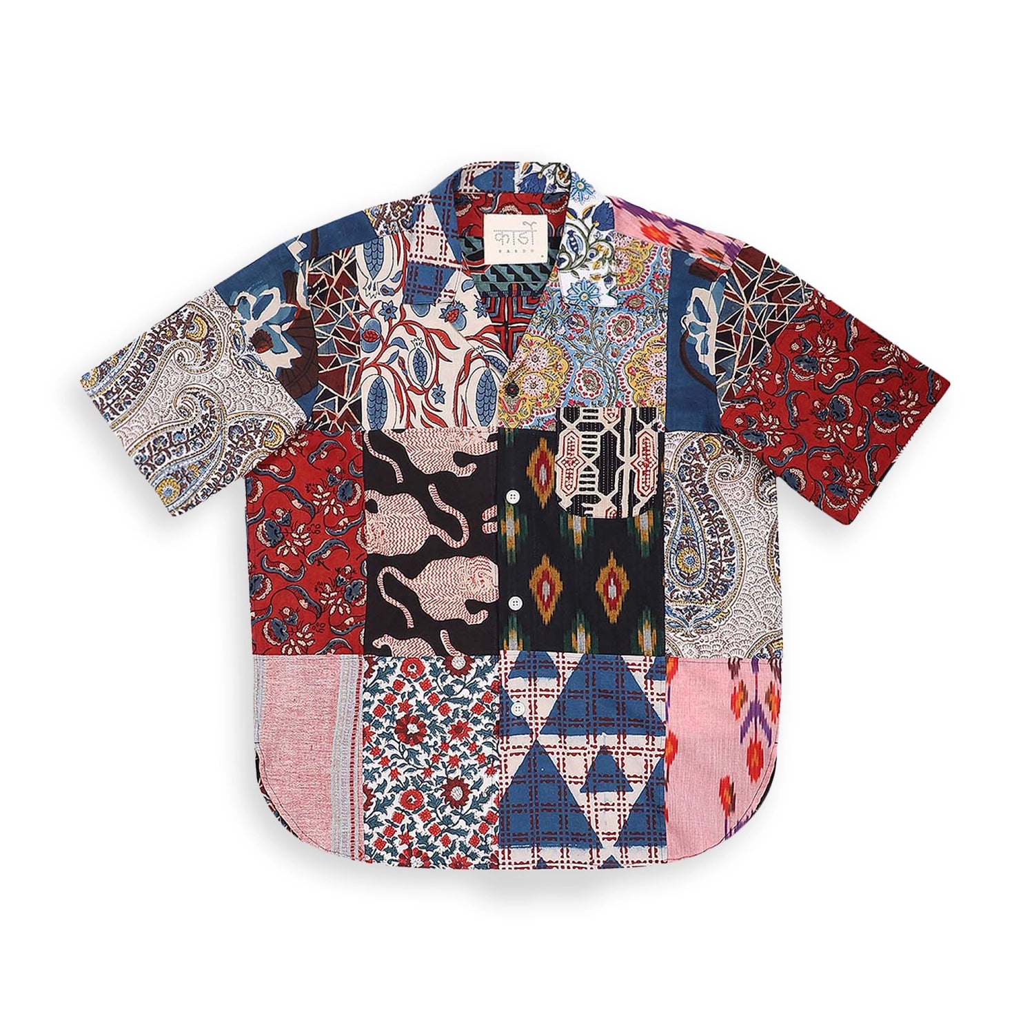 Ronen Oversized Camp Collar Short Sleeve Shirt - Patchwork