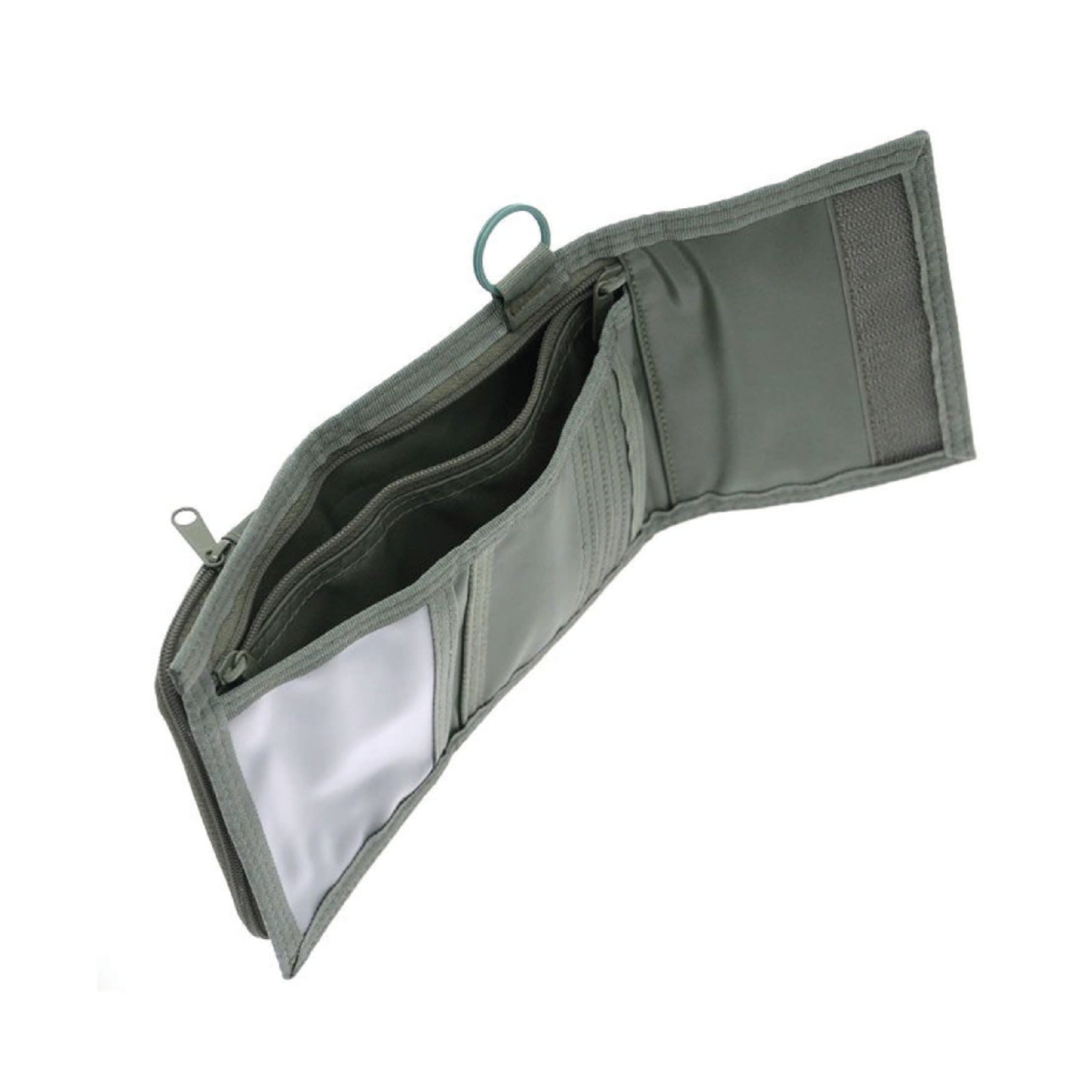 Porter Yoshida & Co. Capsule Wallet in khaki — interior view showing card slots, bill compartment and coin pocket