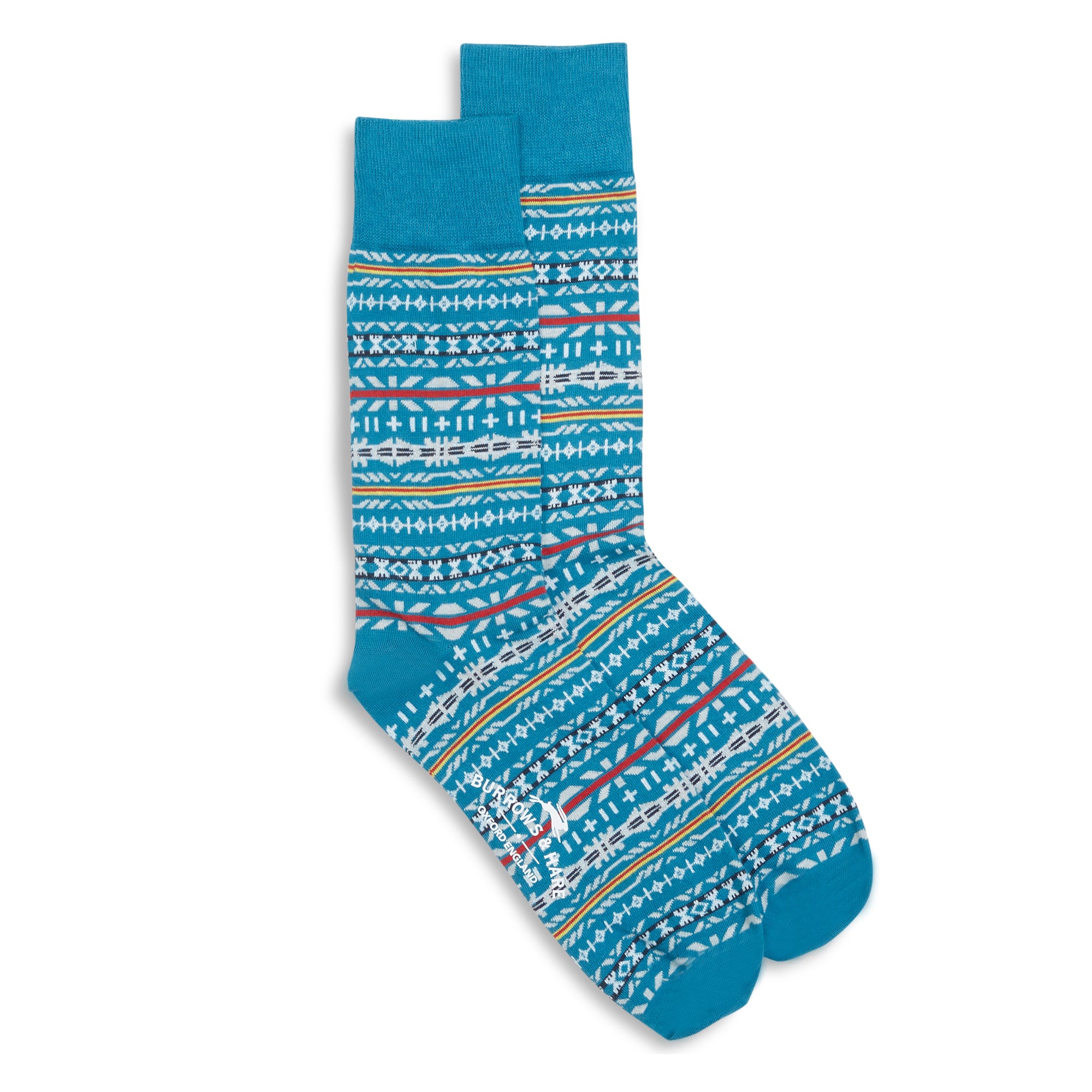 Burrows & Hare Fairisle Socks - Teal - Burrows and Hare