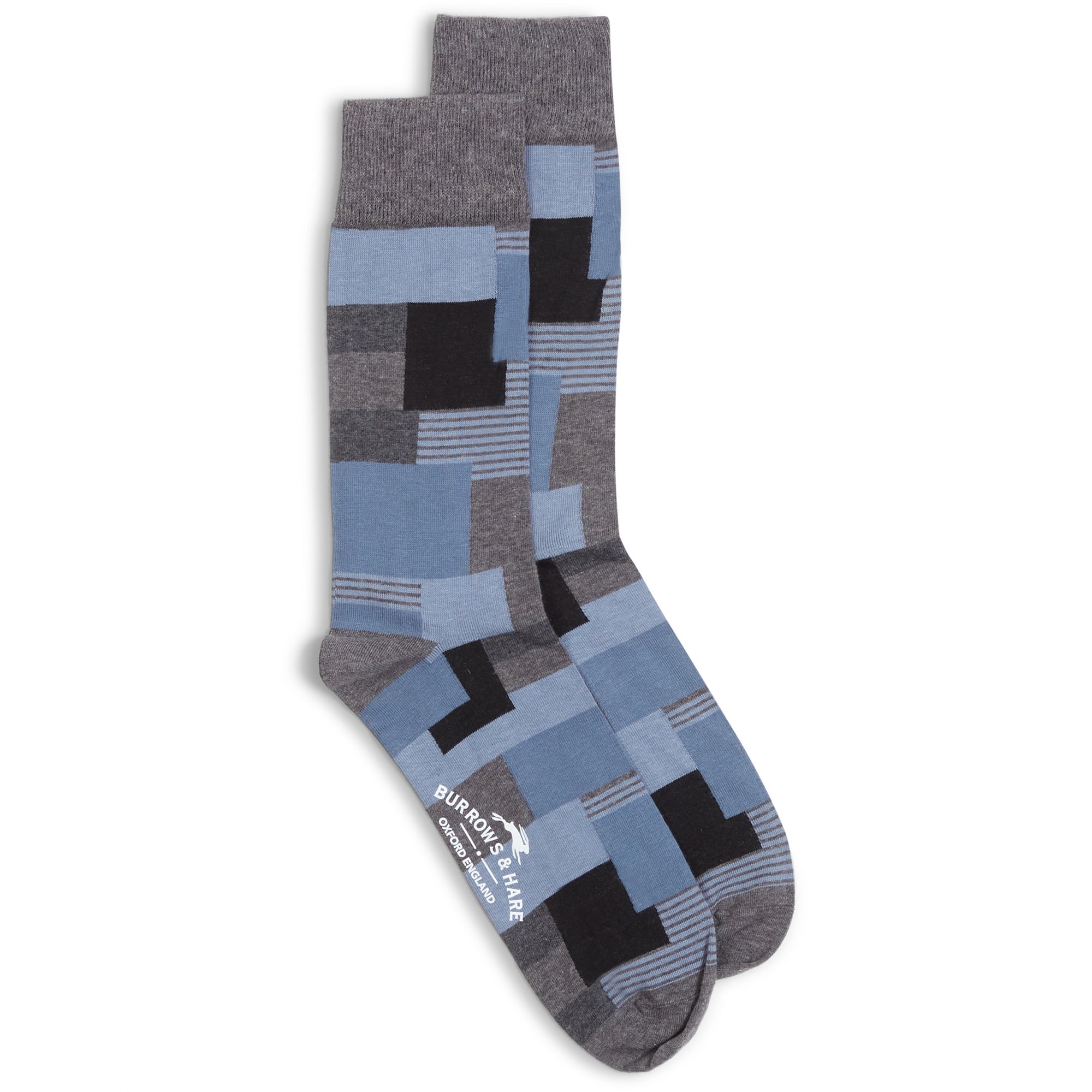 Burrows & Hare Patchwork Socks - Charcoal - Burrows and Hare