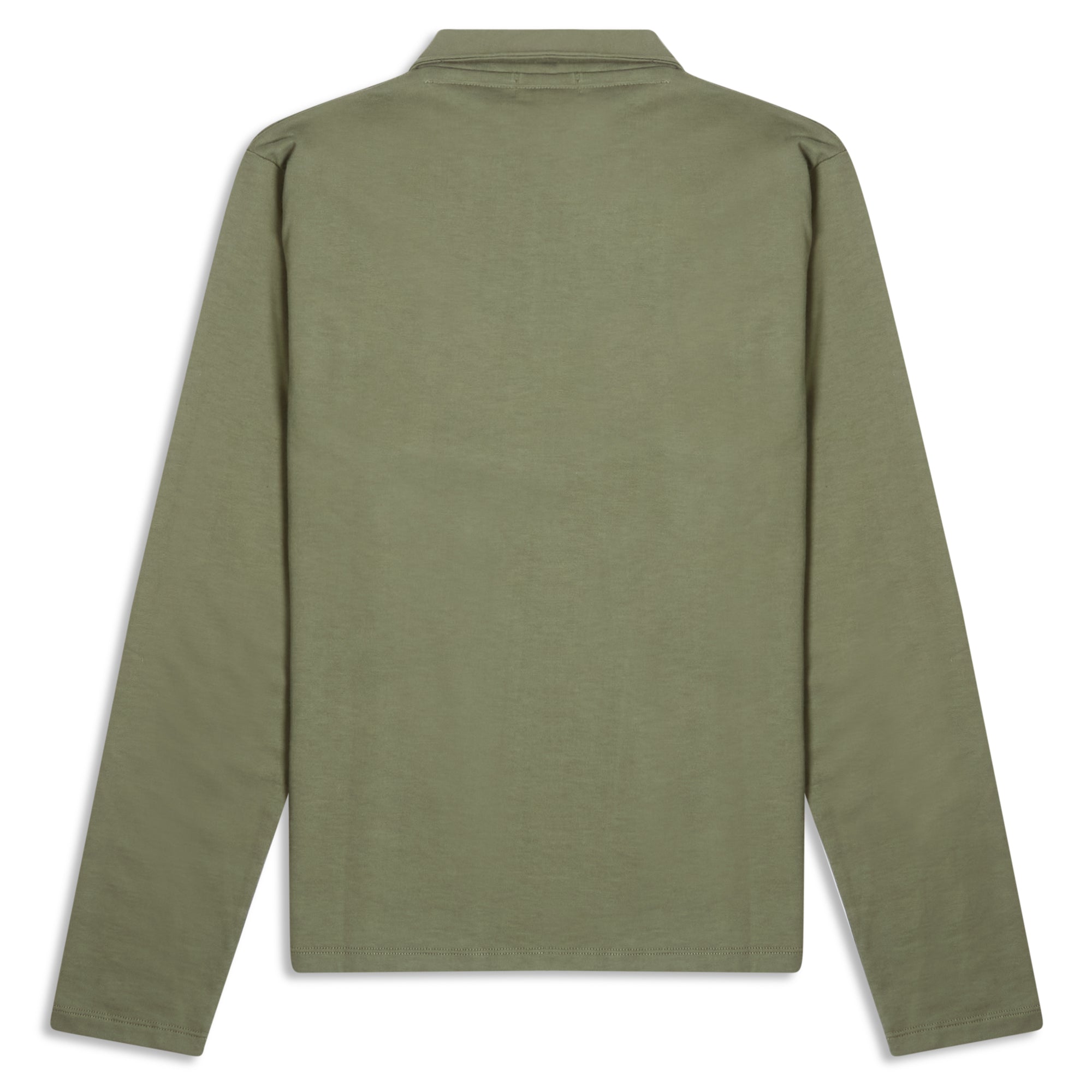 Burrows & Hare Quarter Zip Long Sleeve Polo - Khaki Green - Burrows and Hare