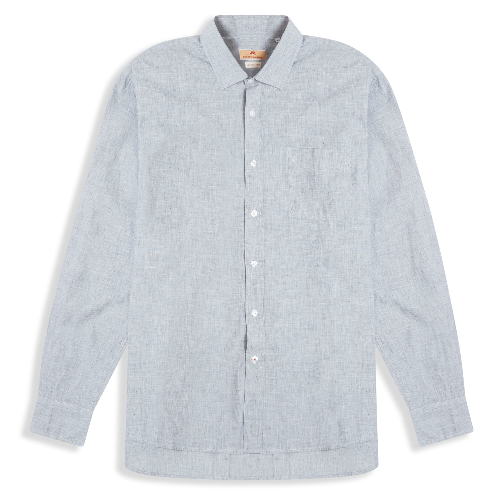 Burrows & Hare Luke Shirt Cotton & Linen Mix - Grey - Burrows and Hare