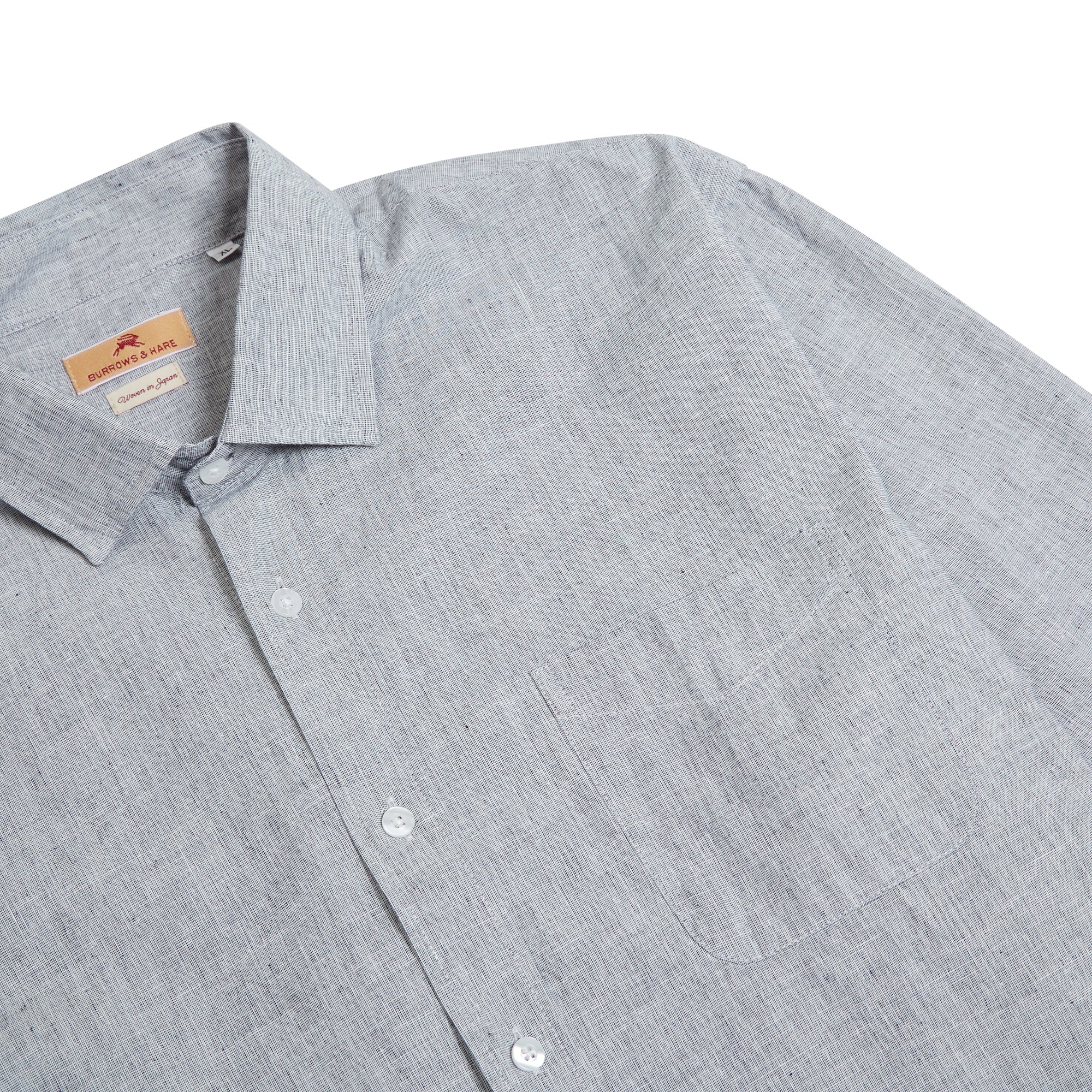 Burrows & Hare Luke Shirt Cotton & Linen Mix - Grey - Burrows and Hare