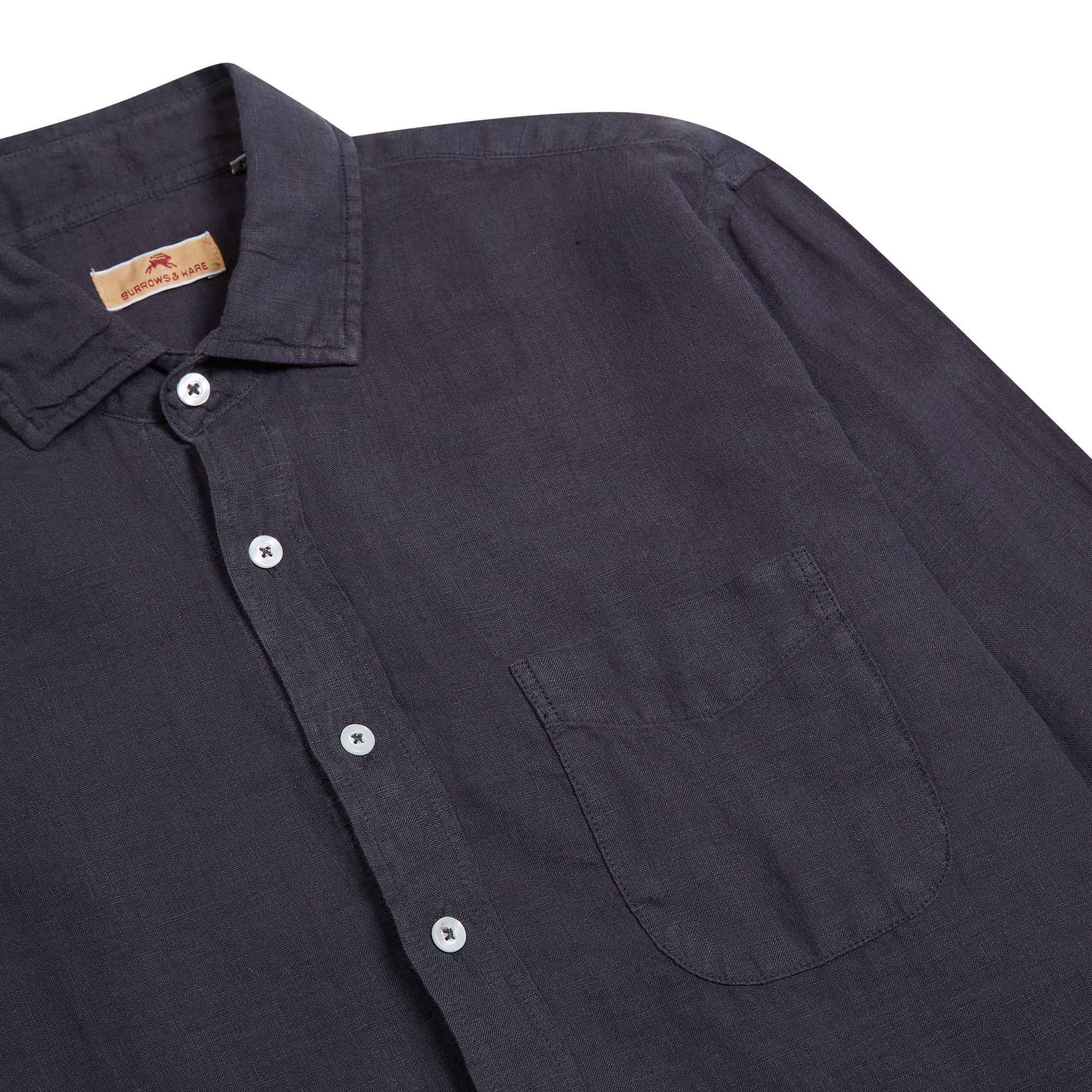 Burrows & Hare Linen Shirt - Charcoal - Burrows and Hare