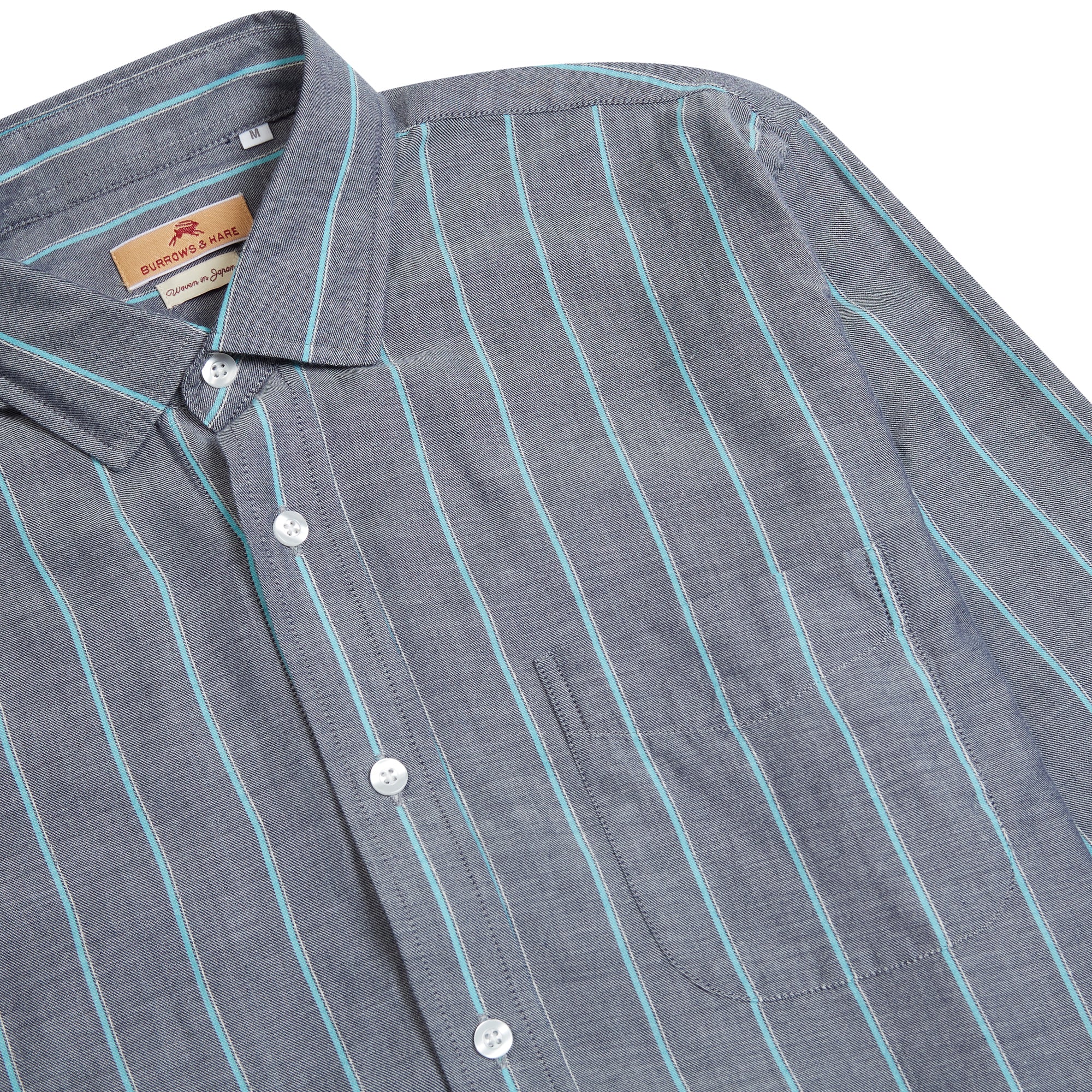 Burrows & Hare Japanese Cotton Striped Shirt - Grey - Burrows and Hare