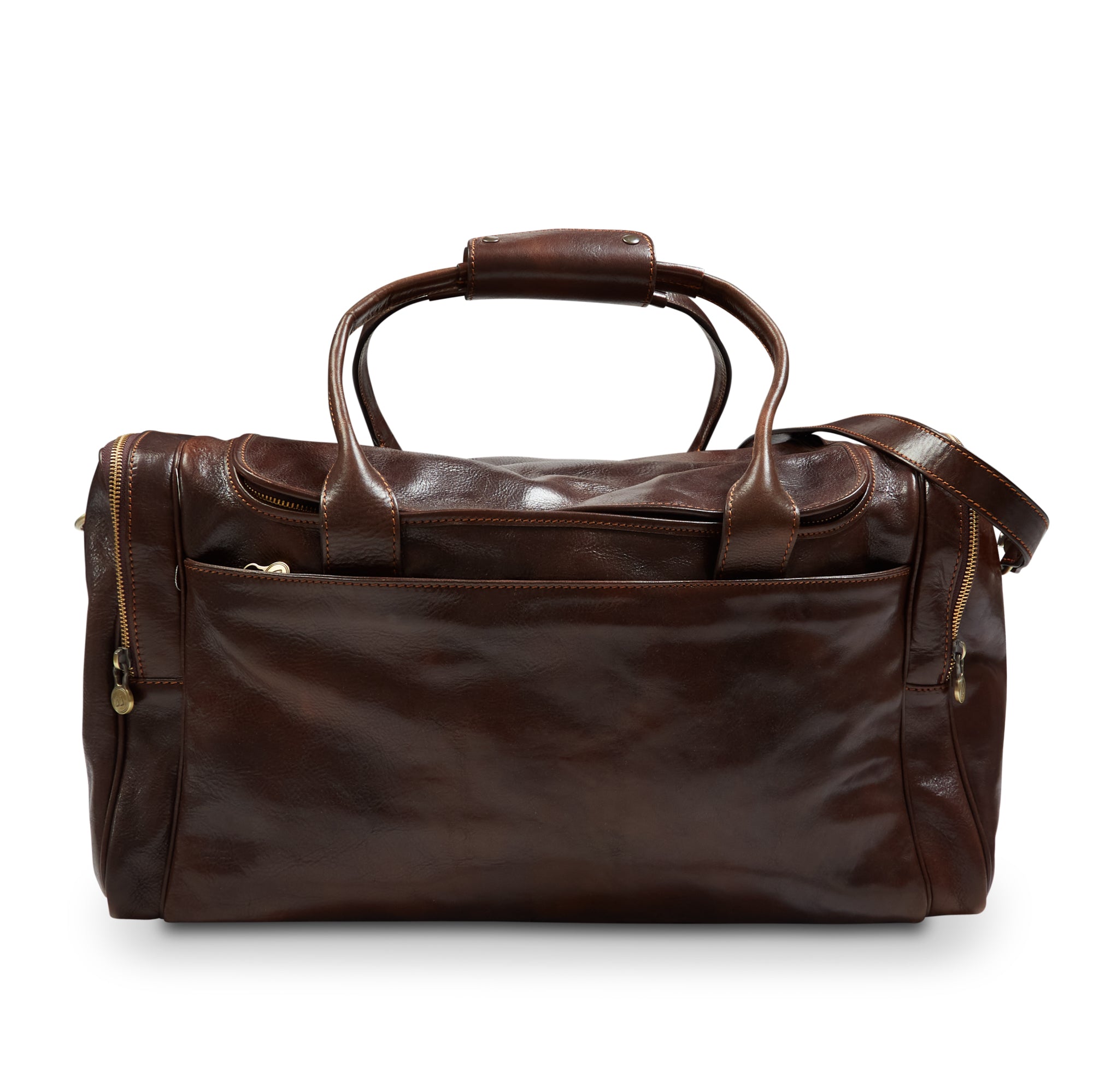 Burrows & Hare Italian Leather Weekend Bag - Dark Tan - Burrows and Hare