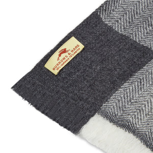 Burrow & Hare Cashmere & Merino Wool Scarf - Grey & White Check - Burrows and Hare