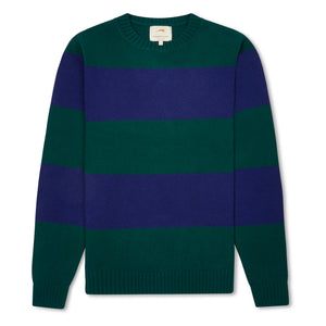 Burrows & Hare Striped Crew Neck Jumper - Green - Burrows and Hare