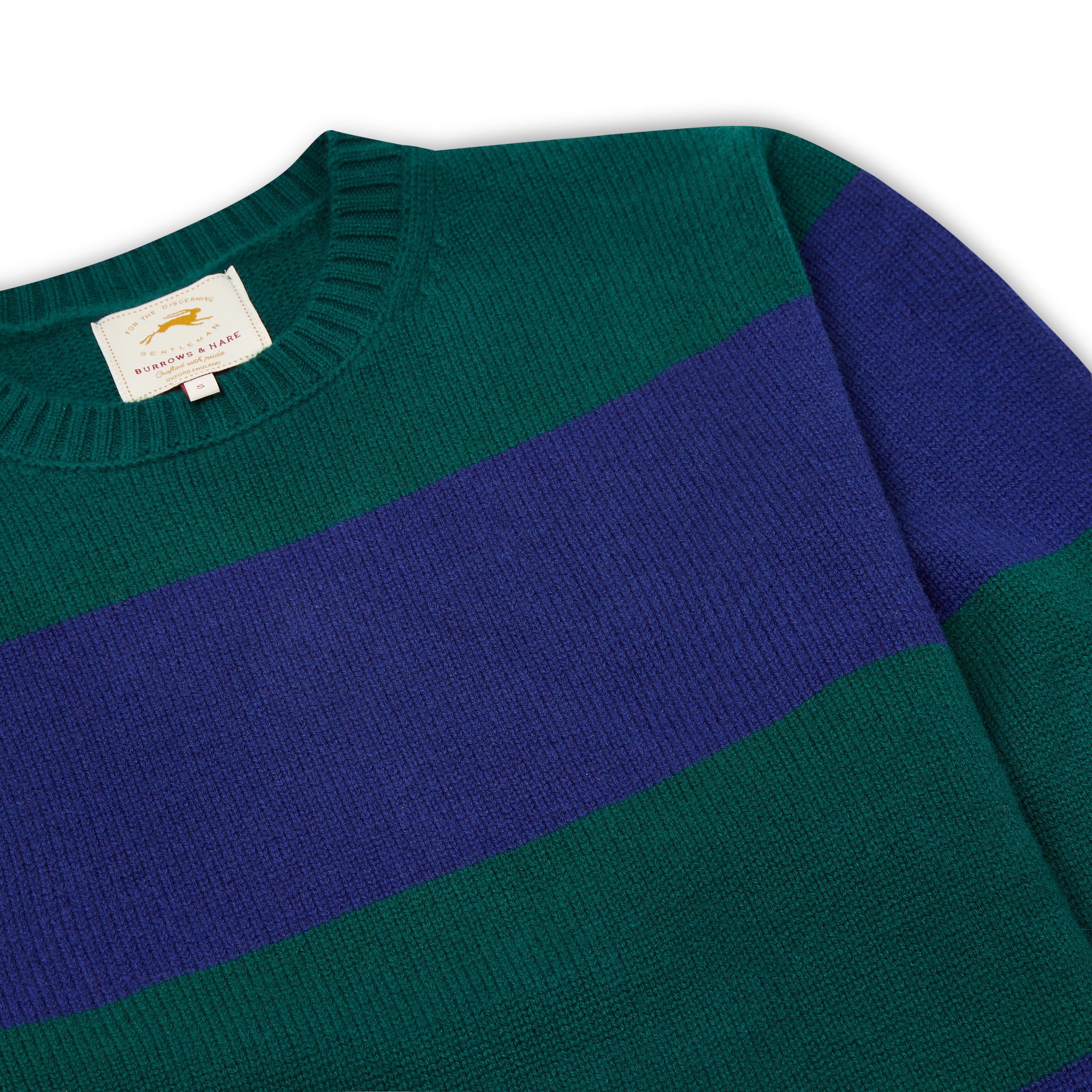 Burrows & Hare Striped Crew Neck Jumper - Green - Burrows and Hare