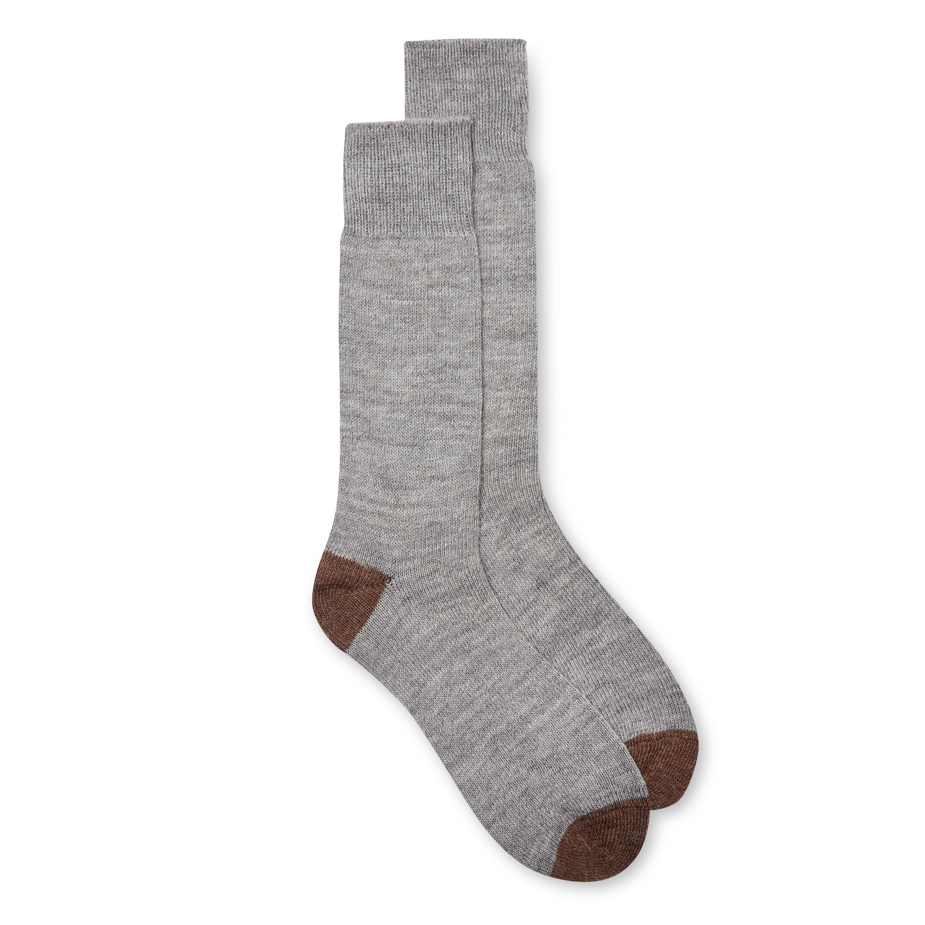 Burrows & Hare Alpaca Socks - Light Grey & Brown - Burrows and Hare