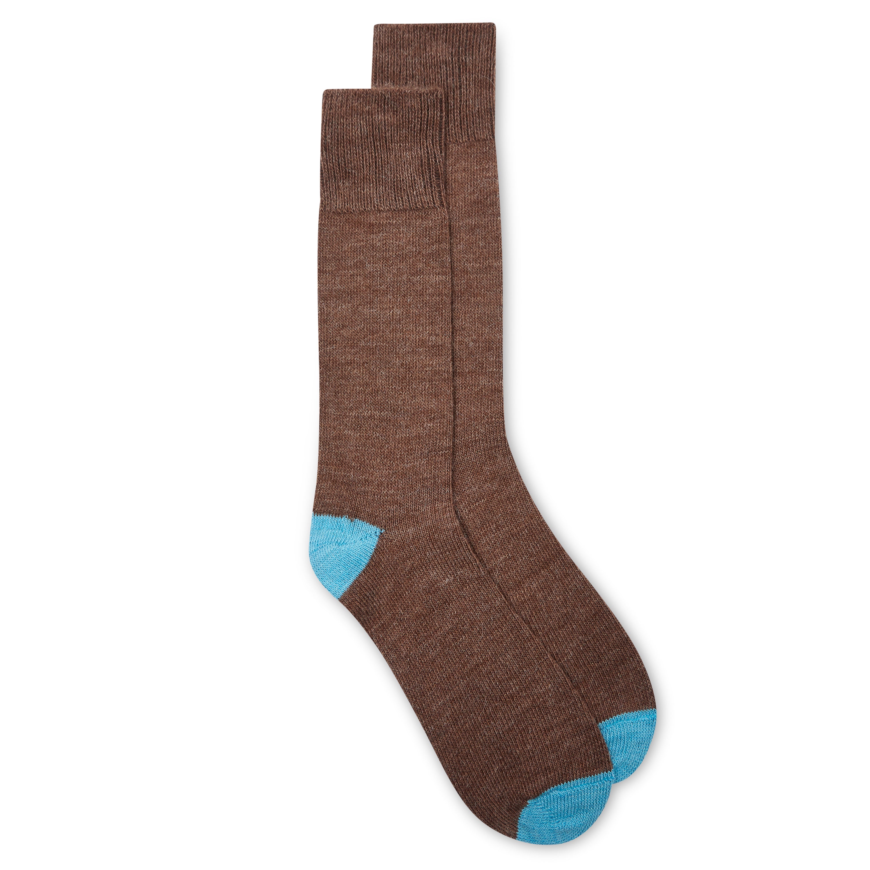 Burrows & Hare Alpaca Socks - Light Brown & Blue - Burrows and Hare