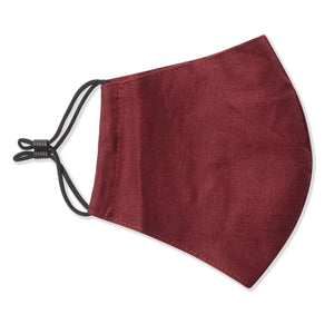 Burrows & Hare Linen Face Mask - Burgundy - Burrows and Hare