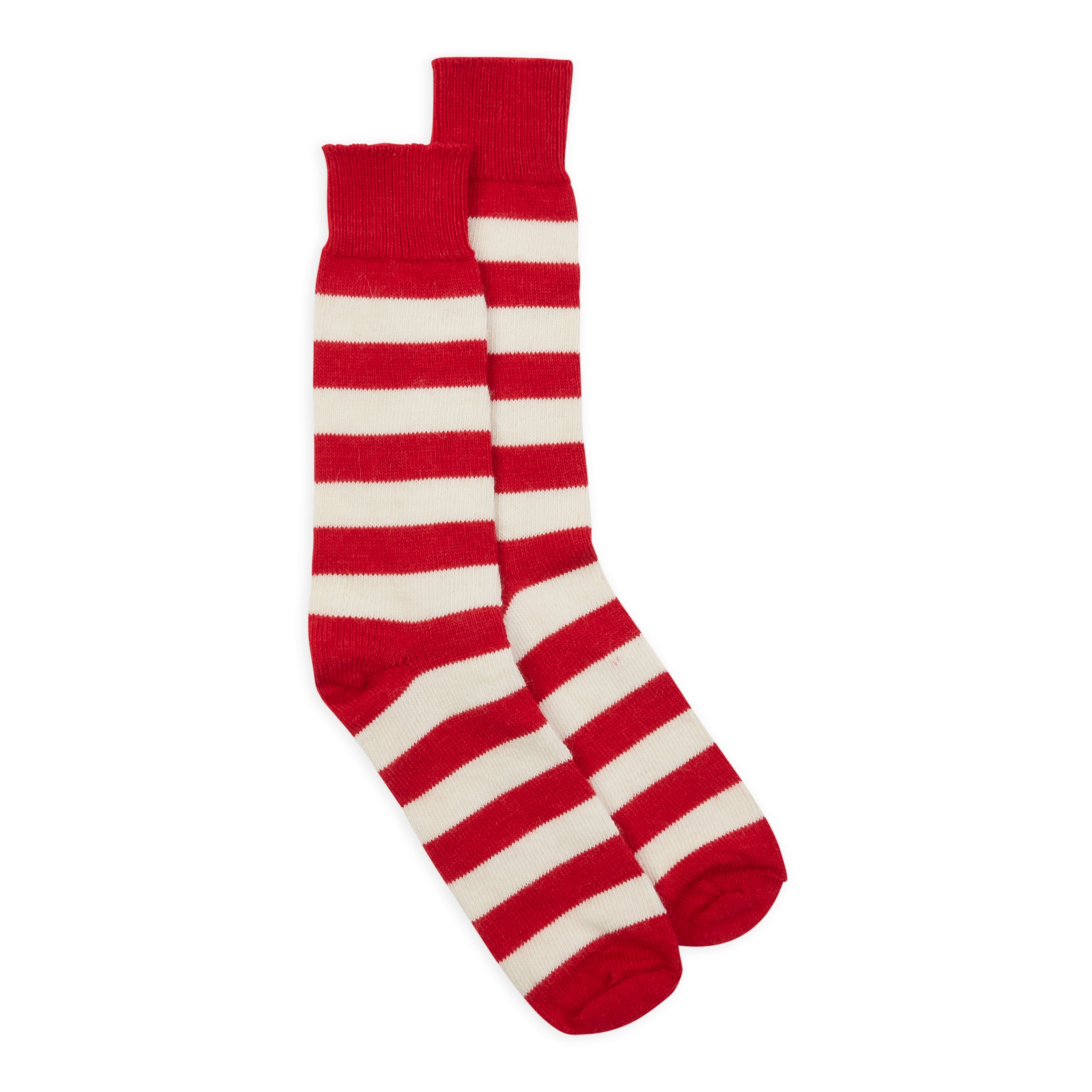 Burrows & Hare Stripe Alpaca Socks - Red & Cream - Burrows and Hare