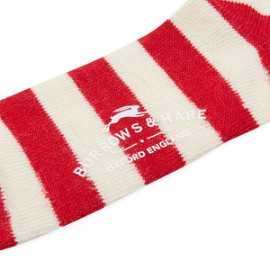 Burrows & Hare Stripe Alpaca Socks - Red & Cream - Burrows and Hare