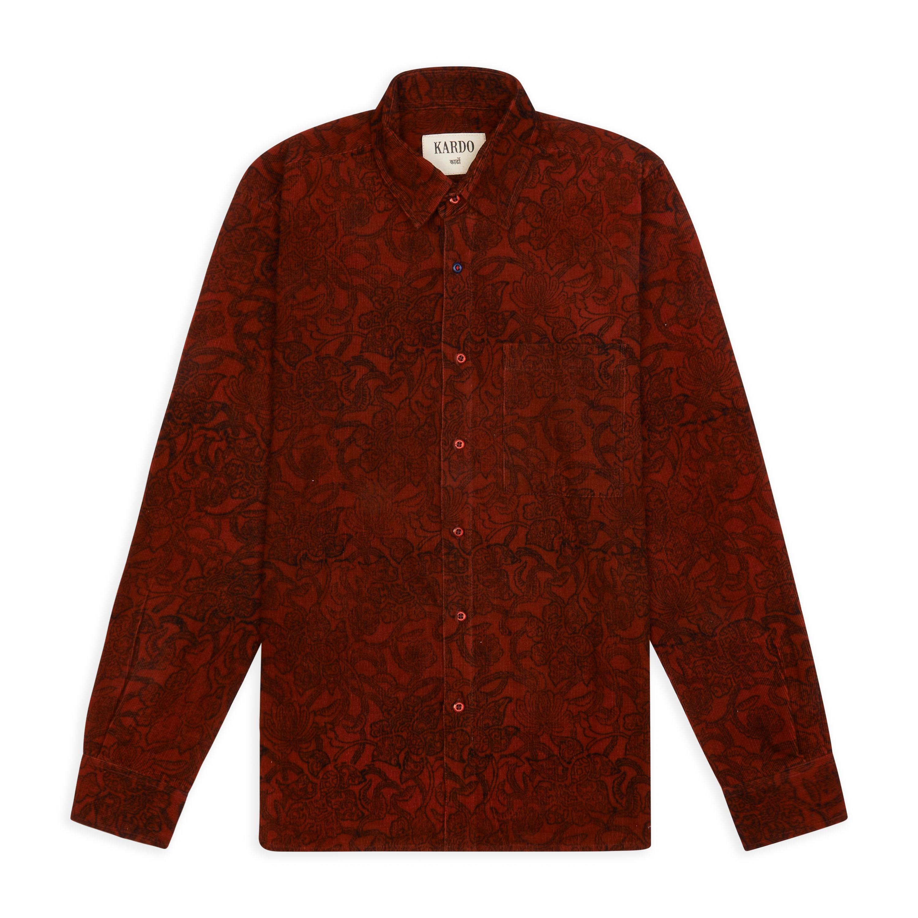 Kardo Ryan Shirt - Block Print Red - Burrows and Hare