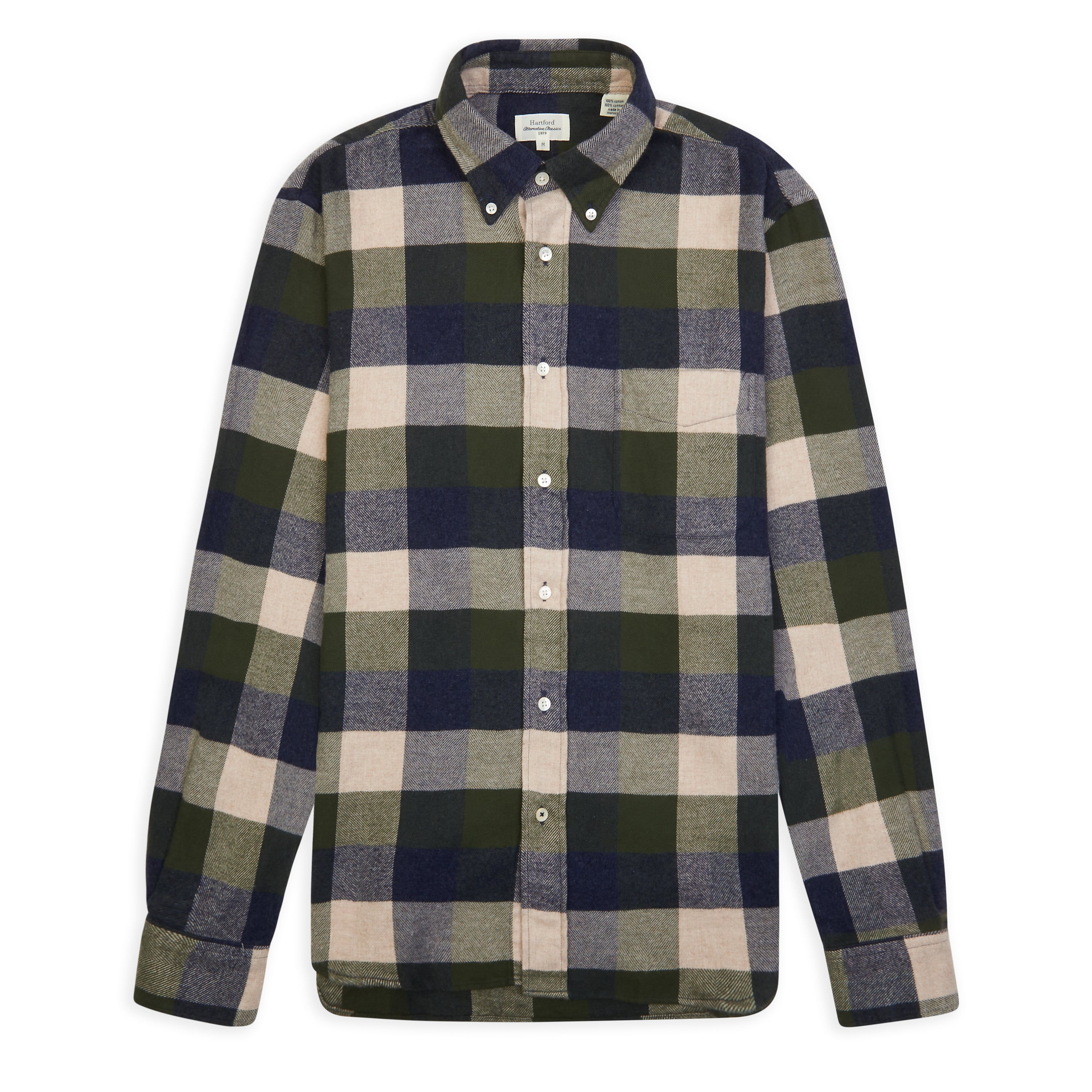 Hartford Pitt Woven Shirt - Navy, Army & Natural - Burrows and Hare