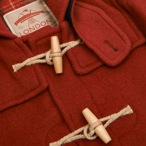 Burrows & Hare Water Repellent Wool Duffle Coat - Red Twill - Burrows and Hare