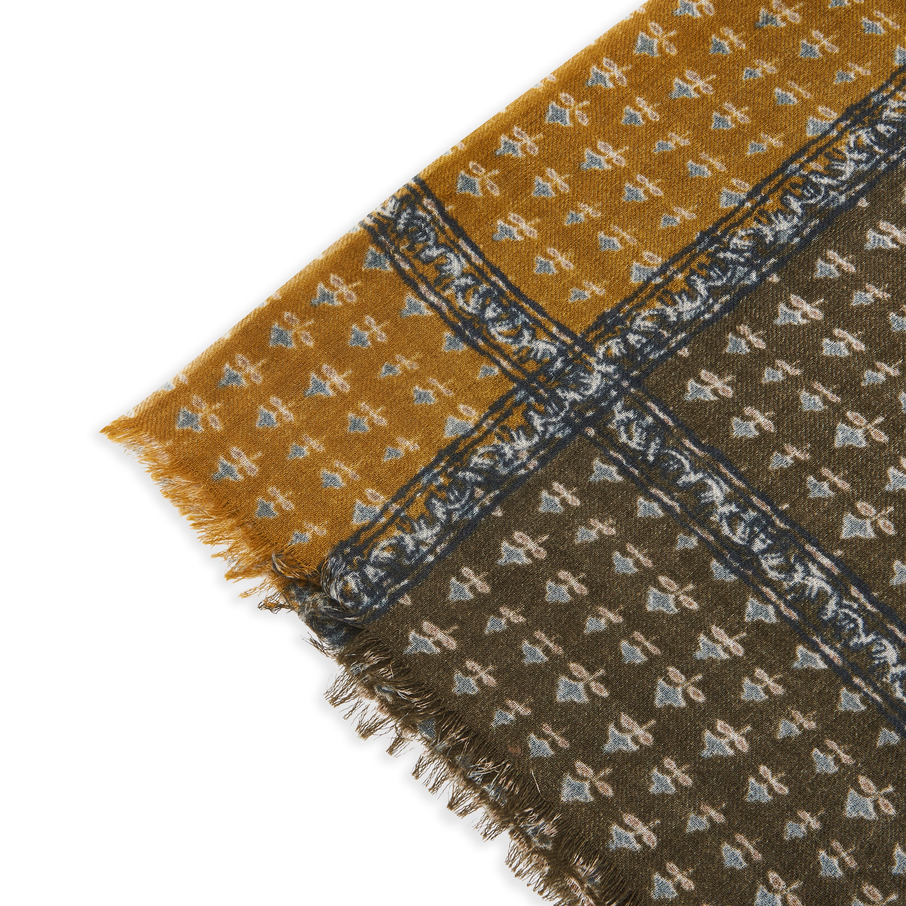 Hartford Woven Scarf - Army & Peanut - Burrows and Hare