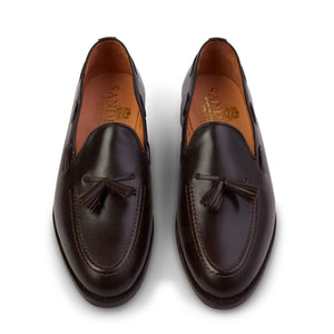 Sanders Finchley Leather Tassel Loafer - Dark Brown - Burrows and Hare