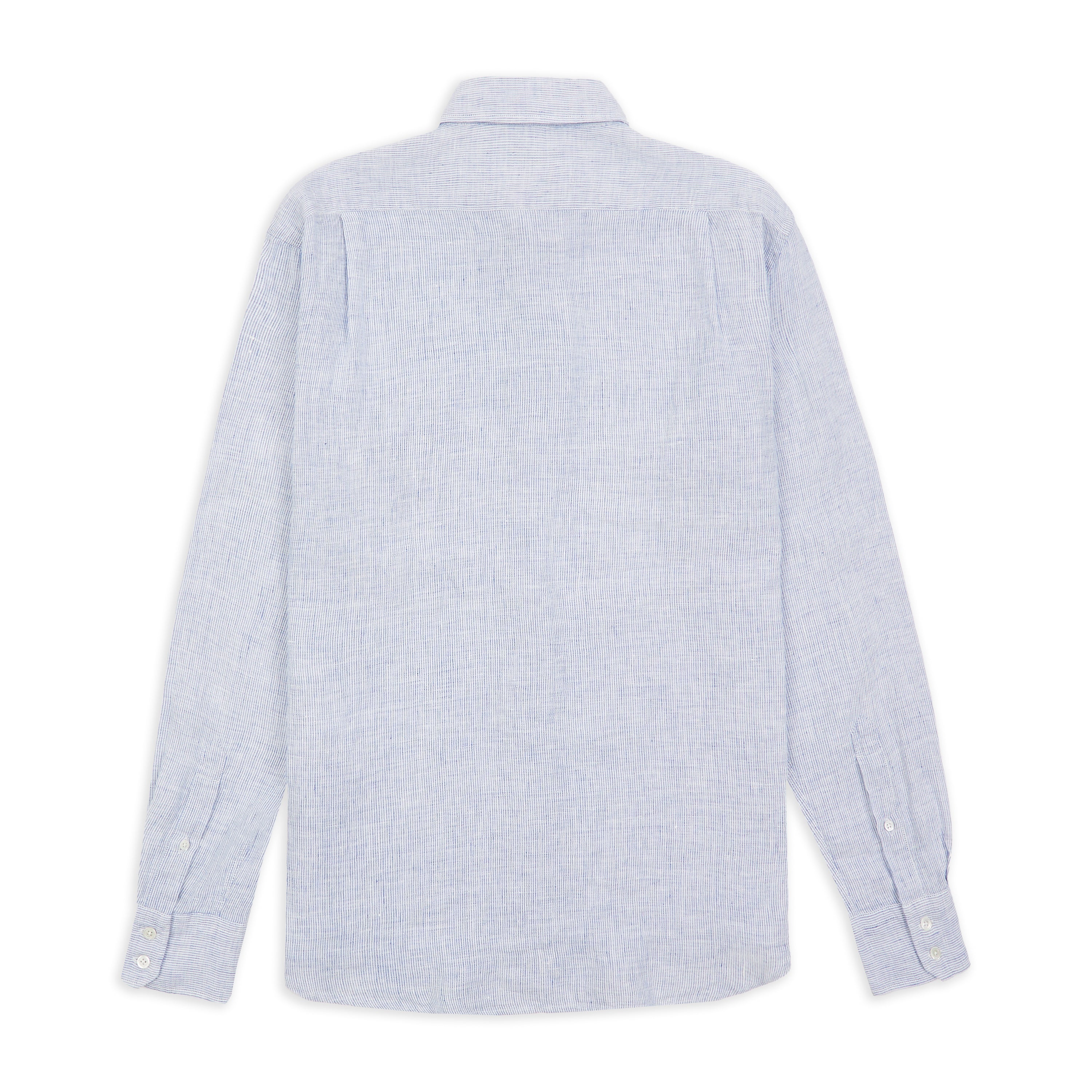 Hartford Paul Linen Thin Stripe Shirt - Blue