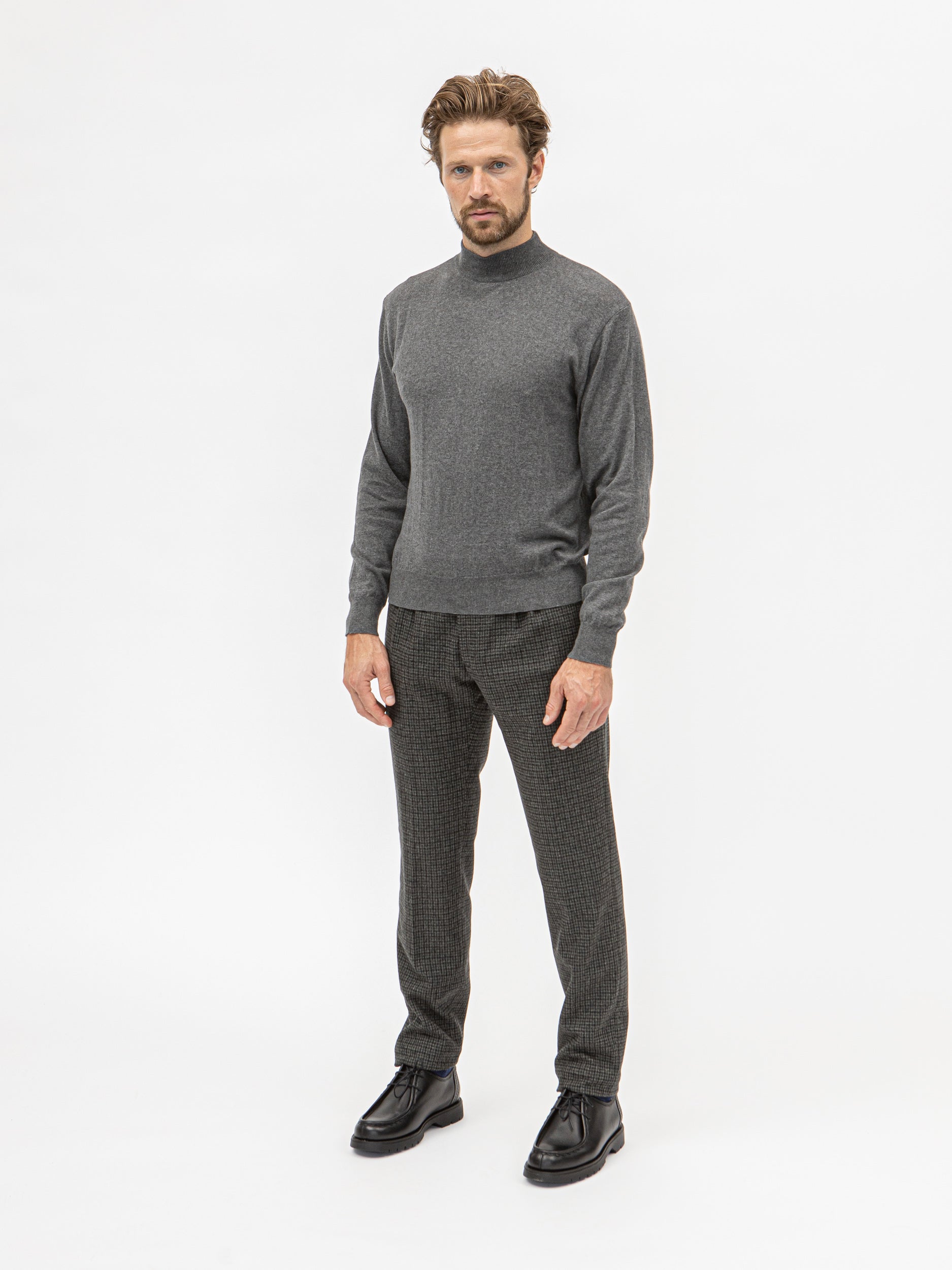 Burrows & Hare Mock Turtle Neck - Grey - Burrows and Hare