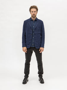 Burrows & Hare Linen Crosshatch Blazer - Navy - Burrows and Hare