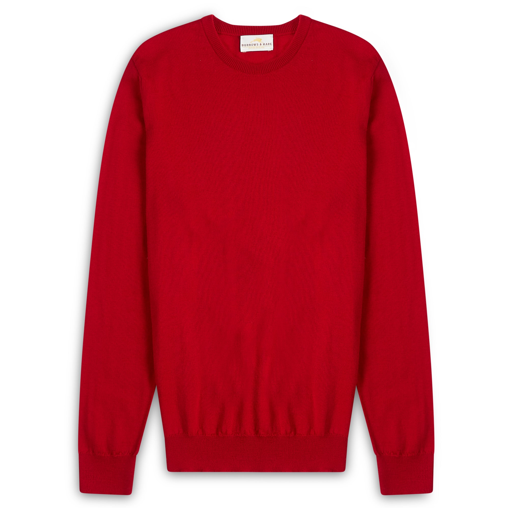 Burrows & Hare Scottish Merino Wool Crew Neck Jumper - Cardinal - Burrows and Hare