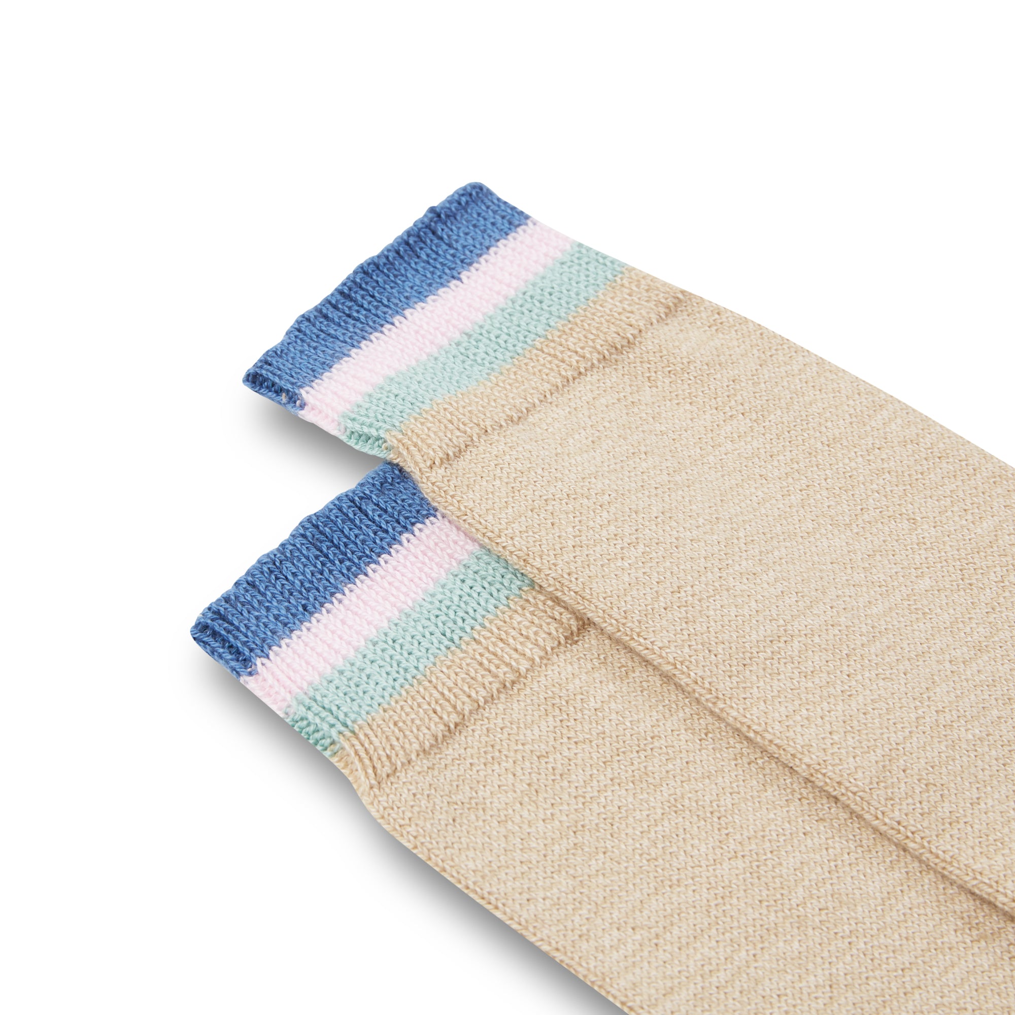 Burrows & Hare Stripe Cuff Socks - Beige - Burrows and Hare