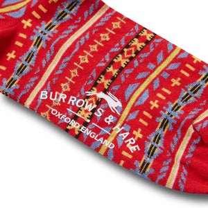 Burrows & Hare Fairisle Socks - Red - Burrows and Hare