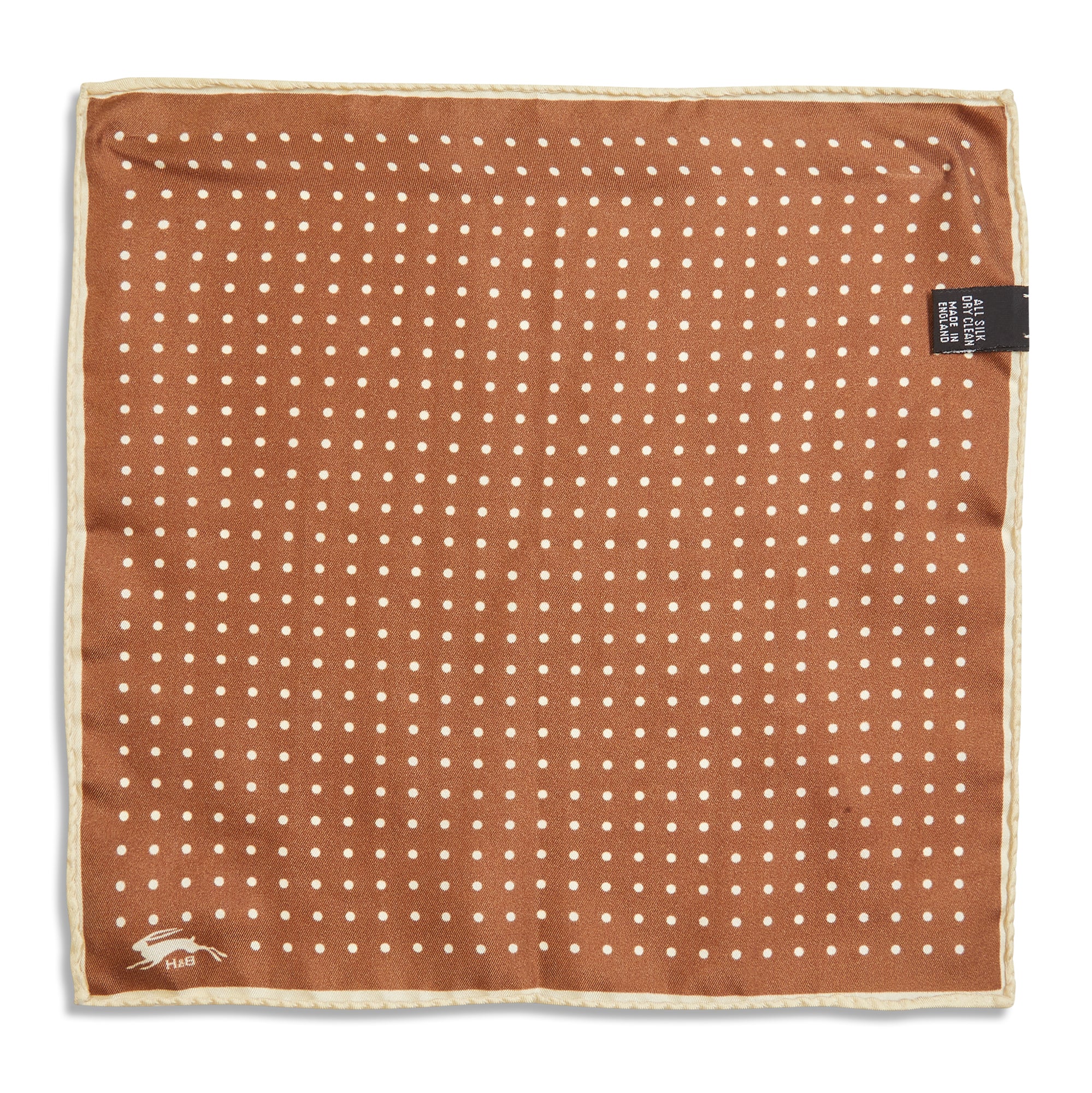 Burrows & Hare Handmade Rolled Silk Brown Polkadot Pocket Hanky - Burrows and Hare