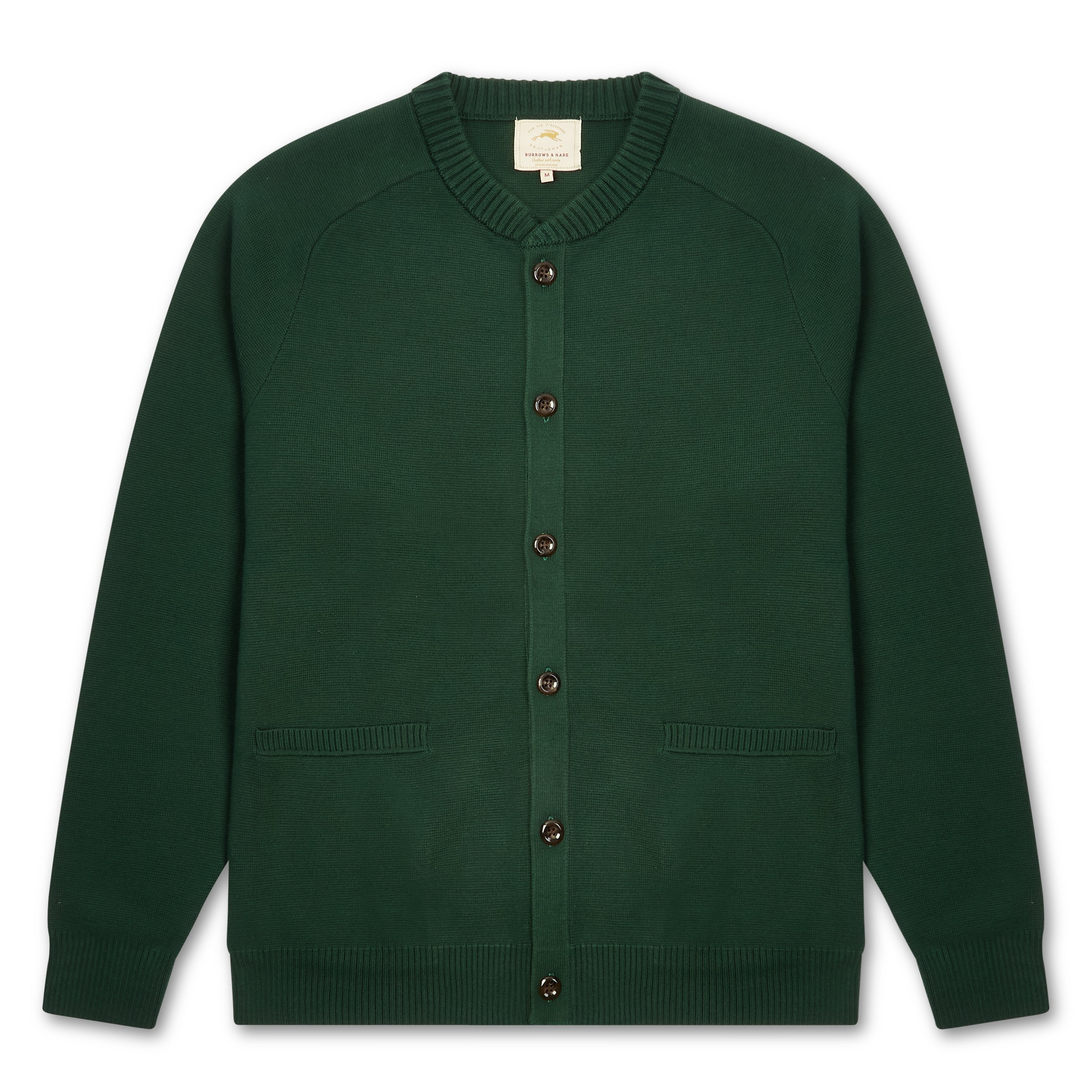 Burrows & Hare Baseball Cardigan - Green - Burrows and Hare