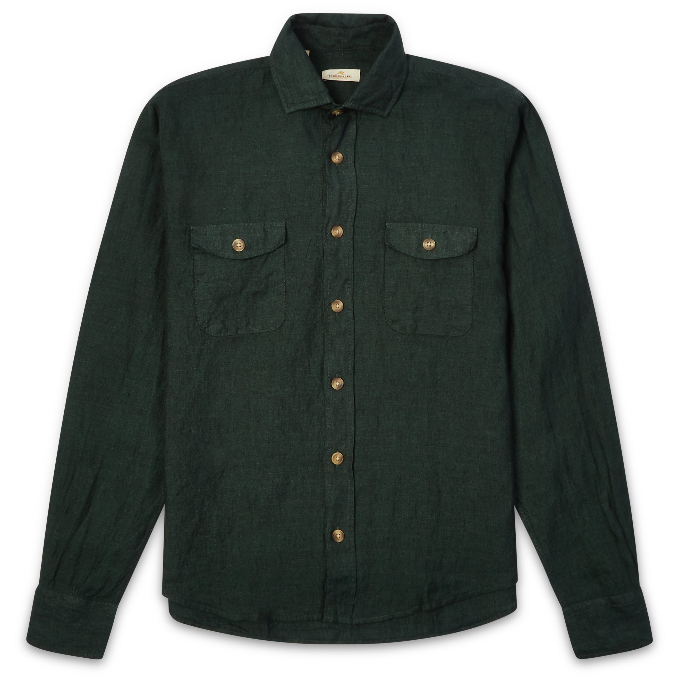 Burrows & Hare Linen Pockets Shirt - Forest - Burrows and Hare