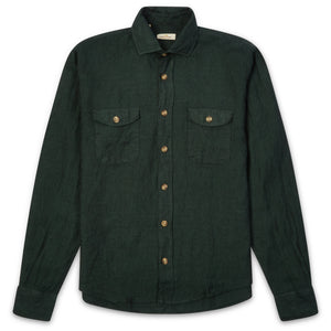 Burrows & Hare Linen Pockets Shirt - Forest - Burrows and Hare