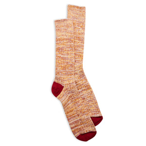Burrows and Hare Woven Socks - Burgundy and Yellow - Burrows and Hare