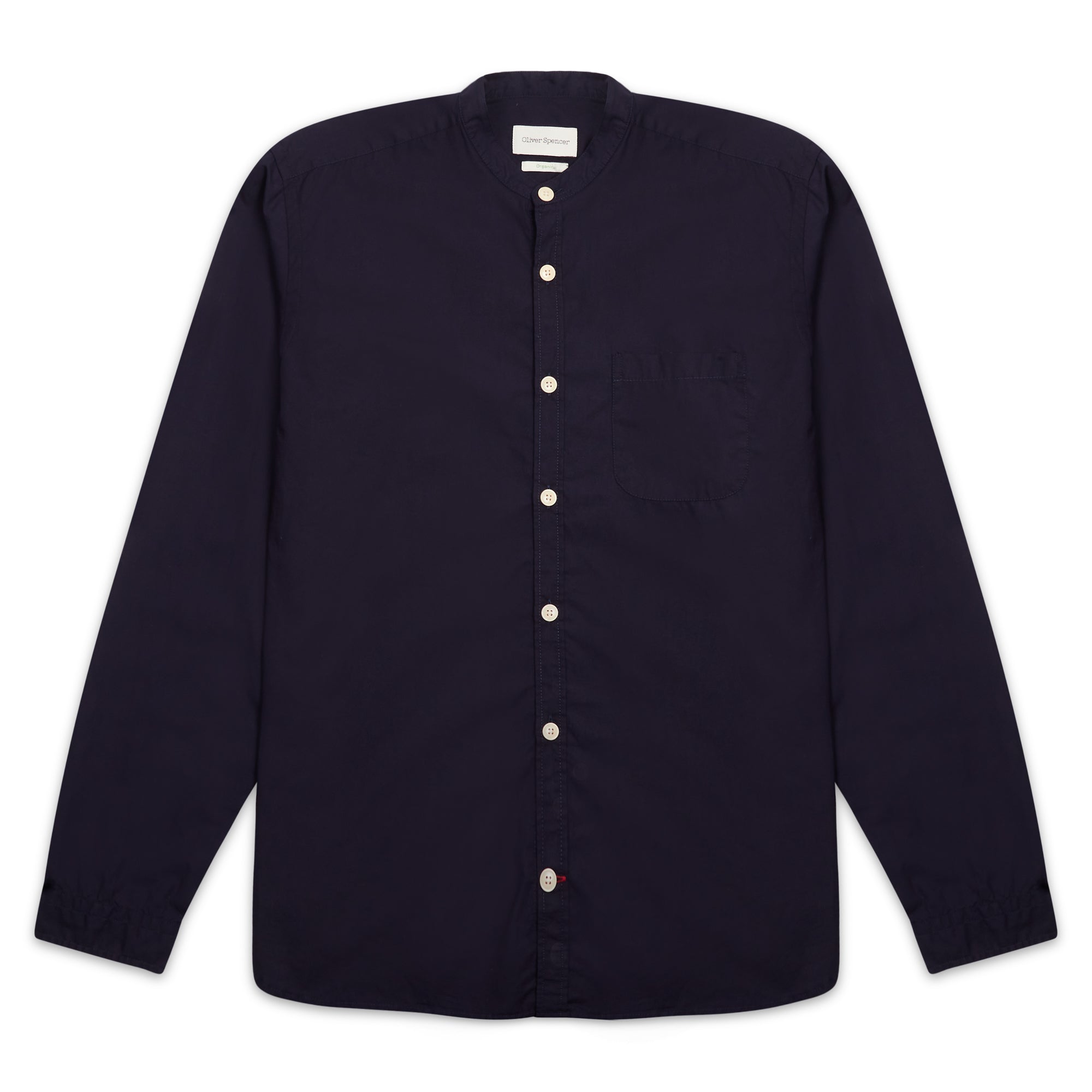 Oliver Spencer Grandad Shirt Abbott - Navy - Burrows and Hare