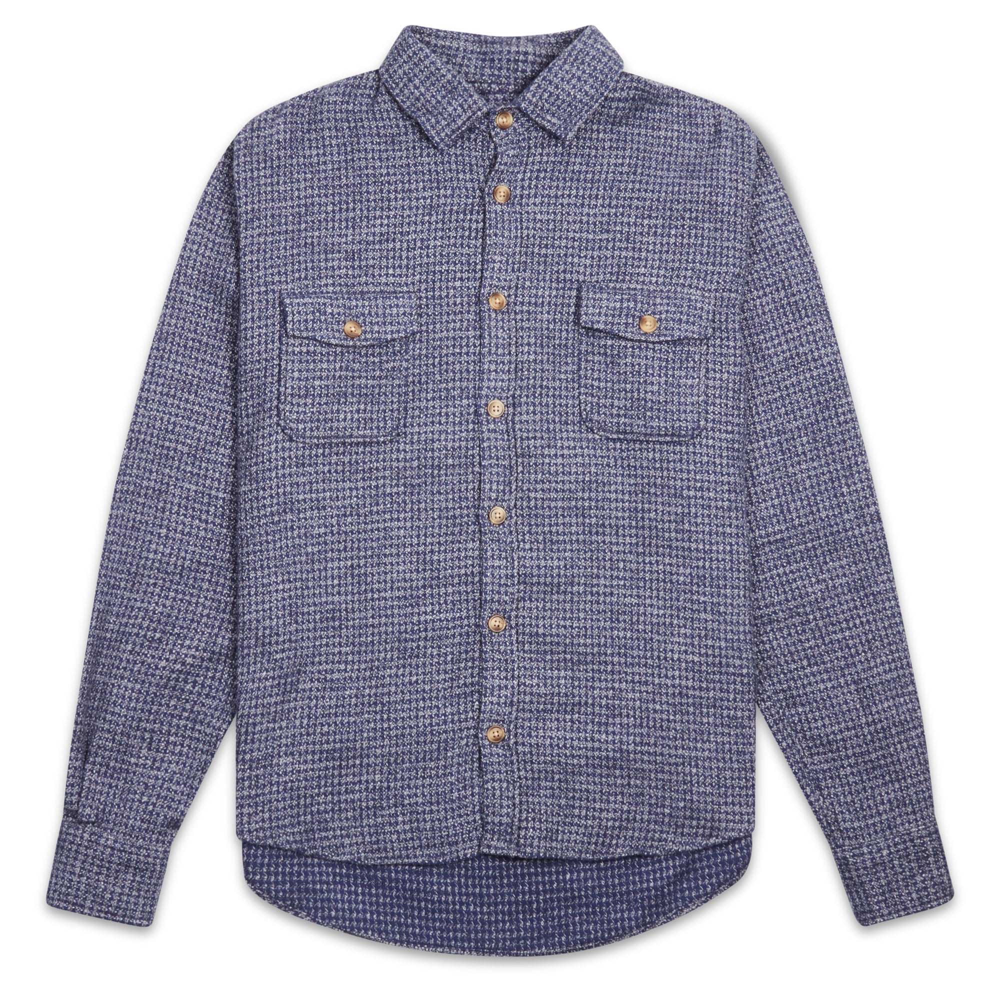 Burrows & Hare Houndstooth Over Shirt - Navy - Burrows and Hare