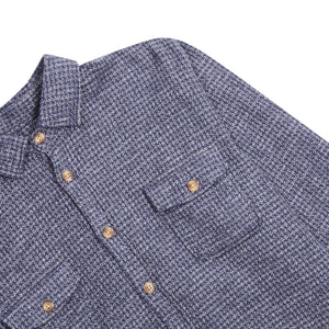 Burrows & Hare Houndstooth Over Shirt - Navy - Burrows and Hare
