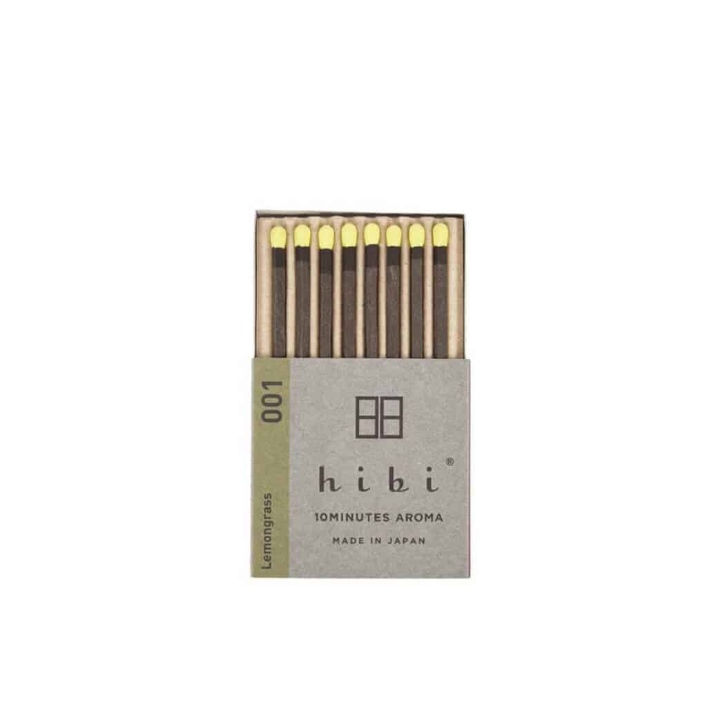 Hibi 10 Minutes Aroma Boxed Matchstick Incense - Lemongrass 001 - Burrows and Hare