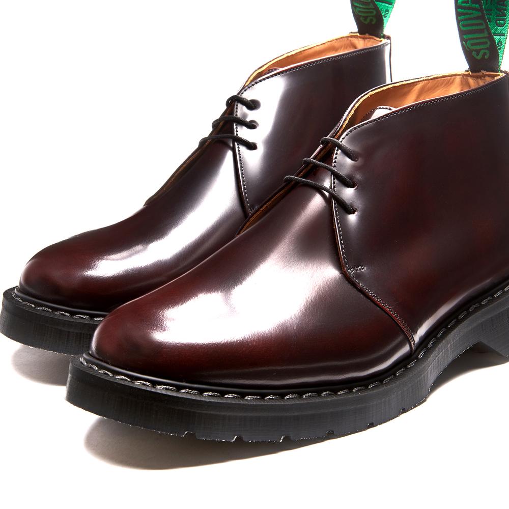 Solovair 3 Eye Chukka Boot - Burgundy Rub Off Hi-Shine Original Sole Smoke - Burrows and Hare