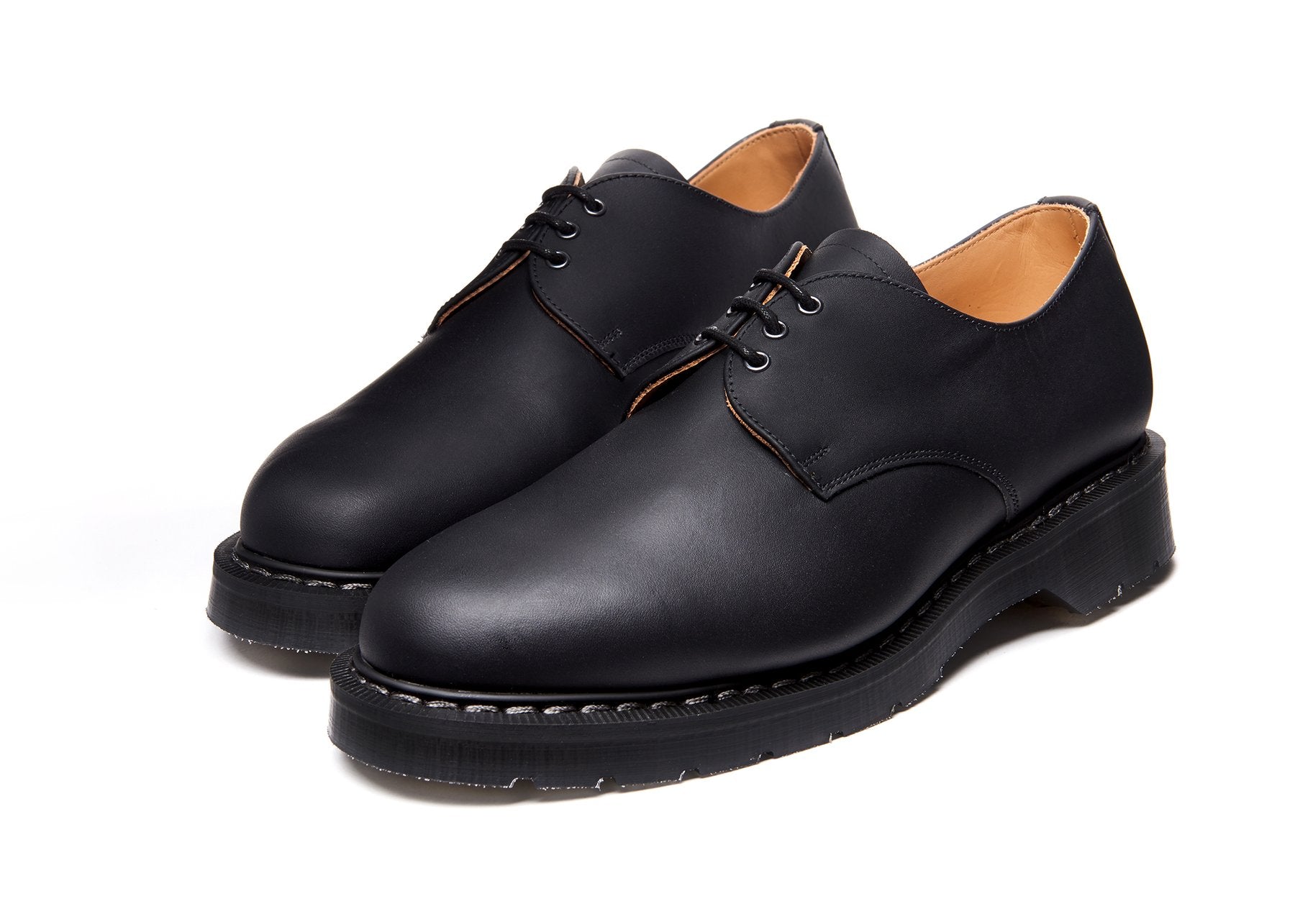 Solovair Gibson Shoe - Black Greasy Solovair Original Sole Smoke - Burrows and Hare