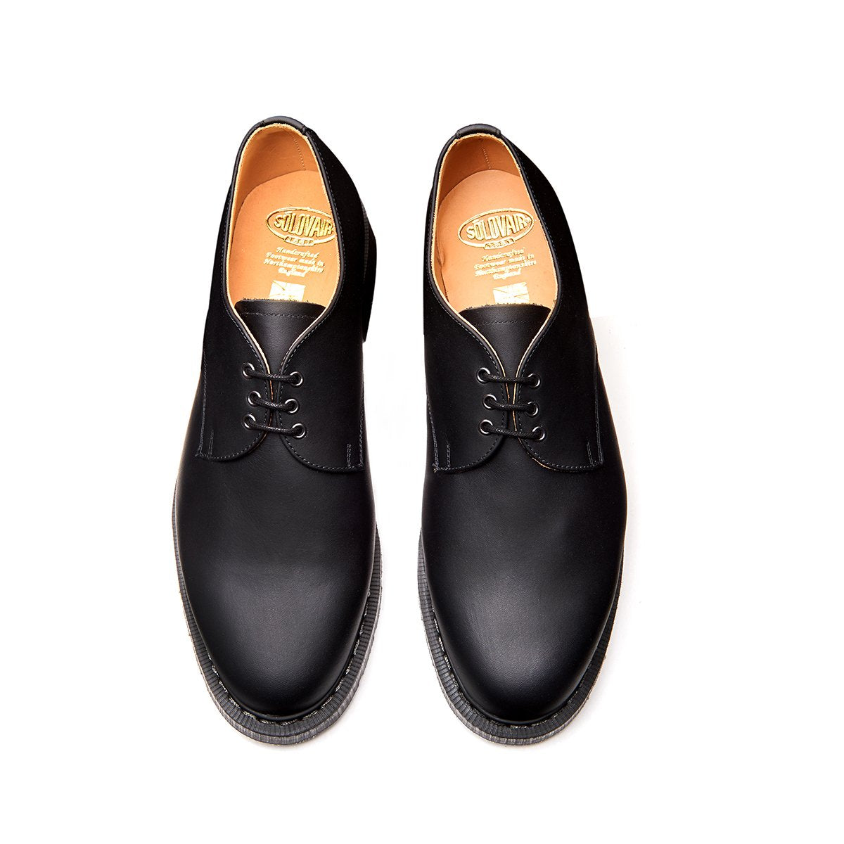 Solovair Gibson Shoe - Black Greasy Solovair Original Sole Smoke - Burrows and Hare