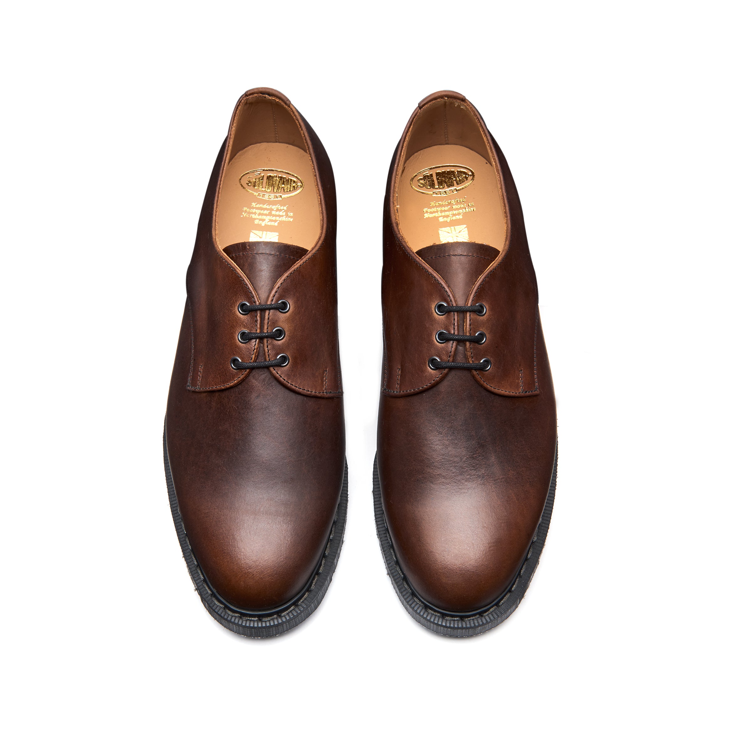 Solovair Gibson Shoe - Brown Gaucho Crazy Horse Greasy Solovair Original Sole Smoke - Burrows and Hare