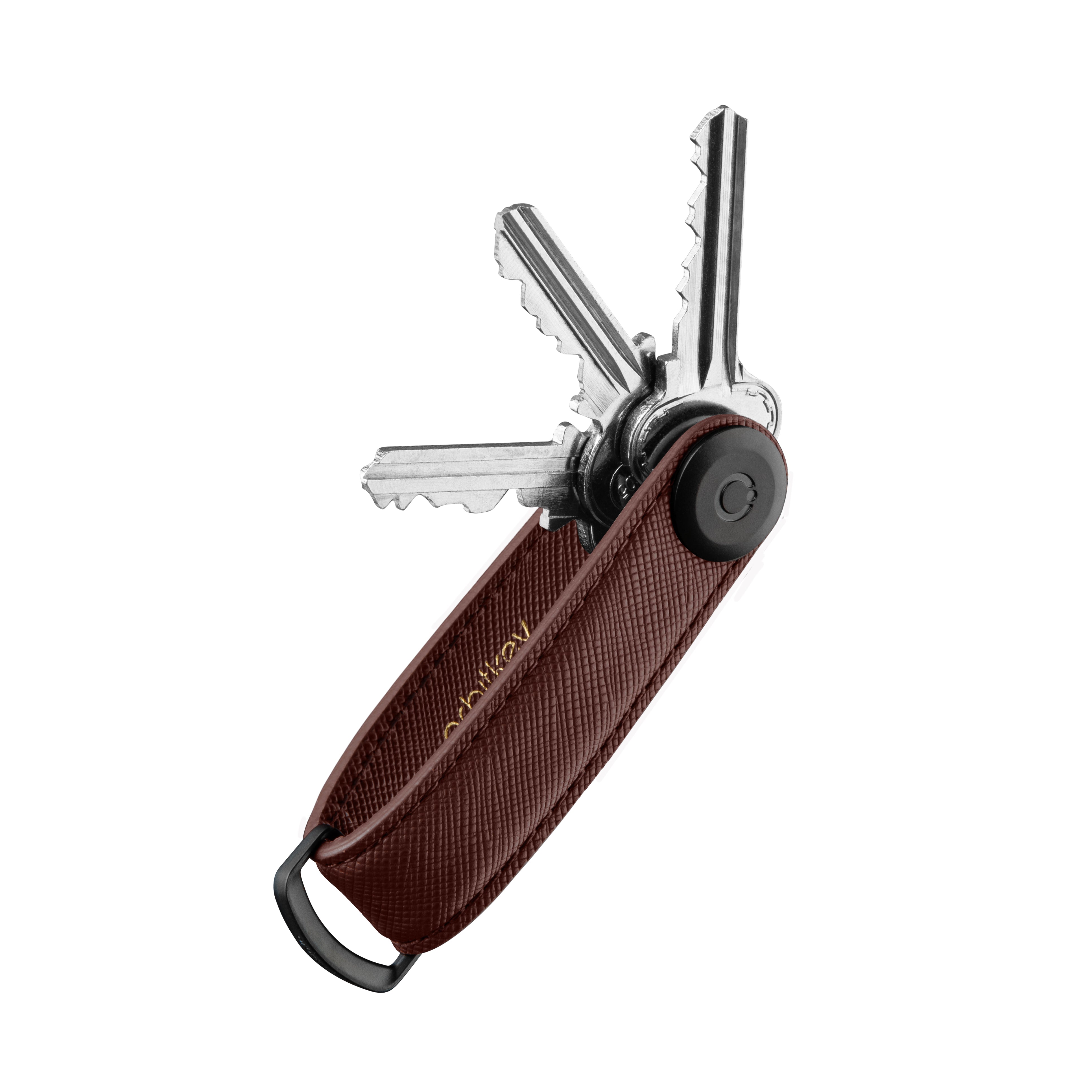 Orbit Key - Key Organiser Saffiano Leather Dark Cherry - Burrows and Hare