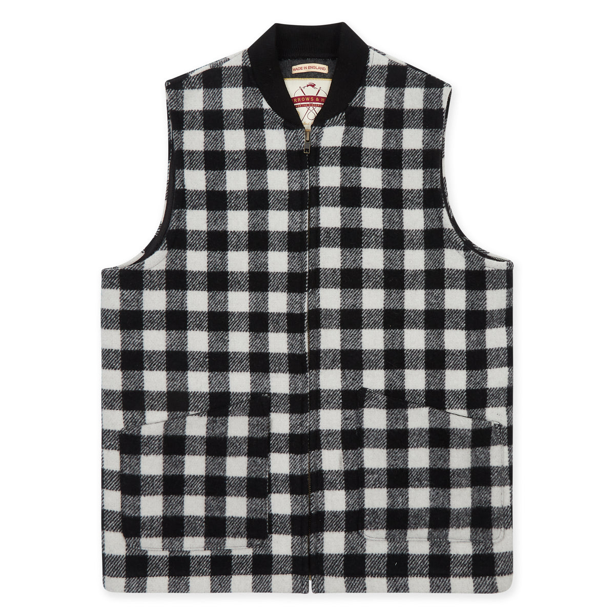 Wool Gilet in Grey Check | Burrows & Hare